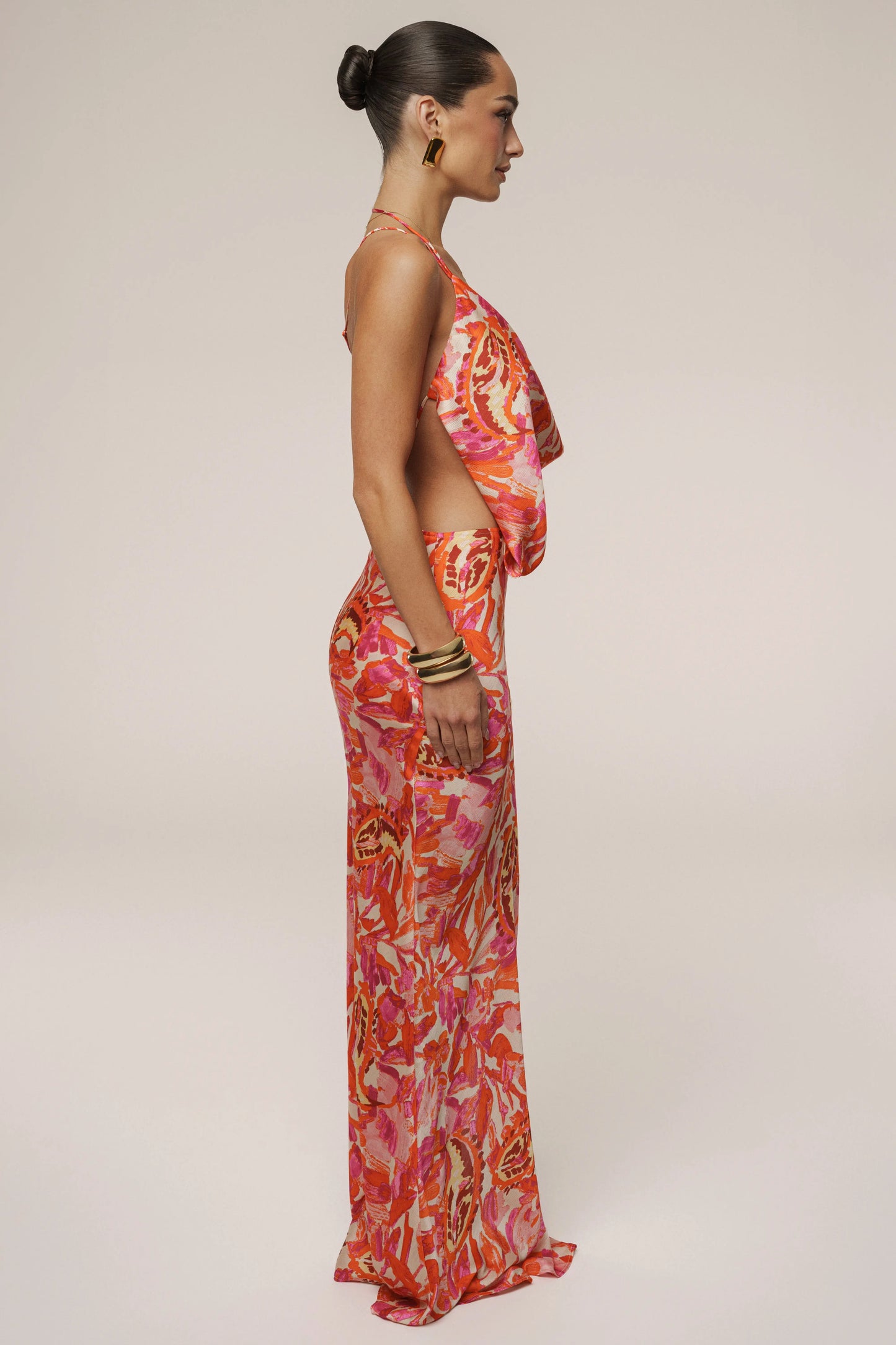 Pink Delmara Cowl Maxi Dress JLUXLABEL