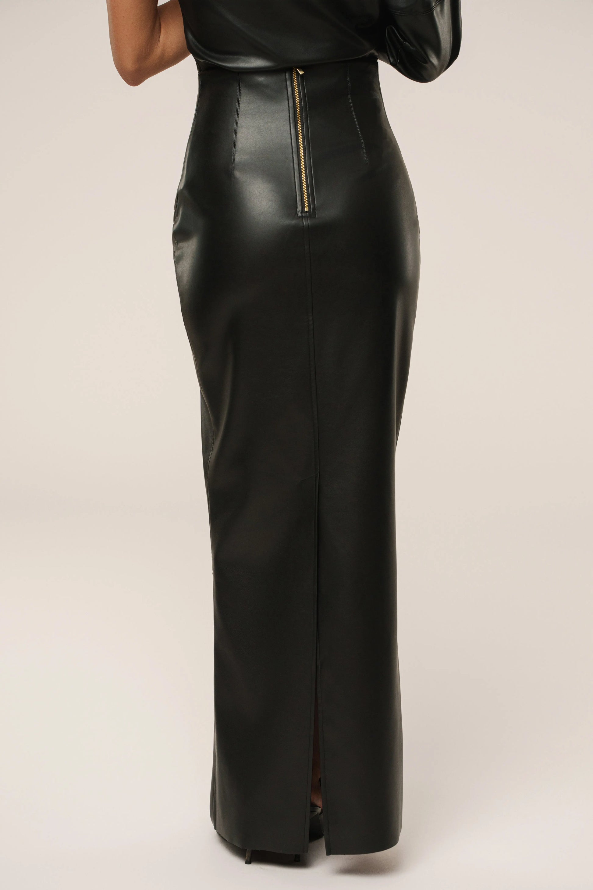 Black Ace PU Leather Skirt JLUXLABEL
