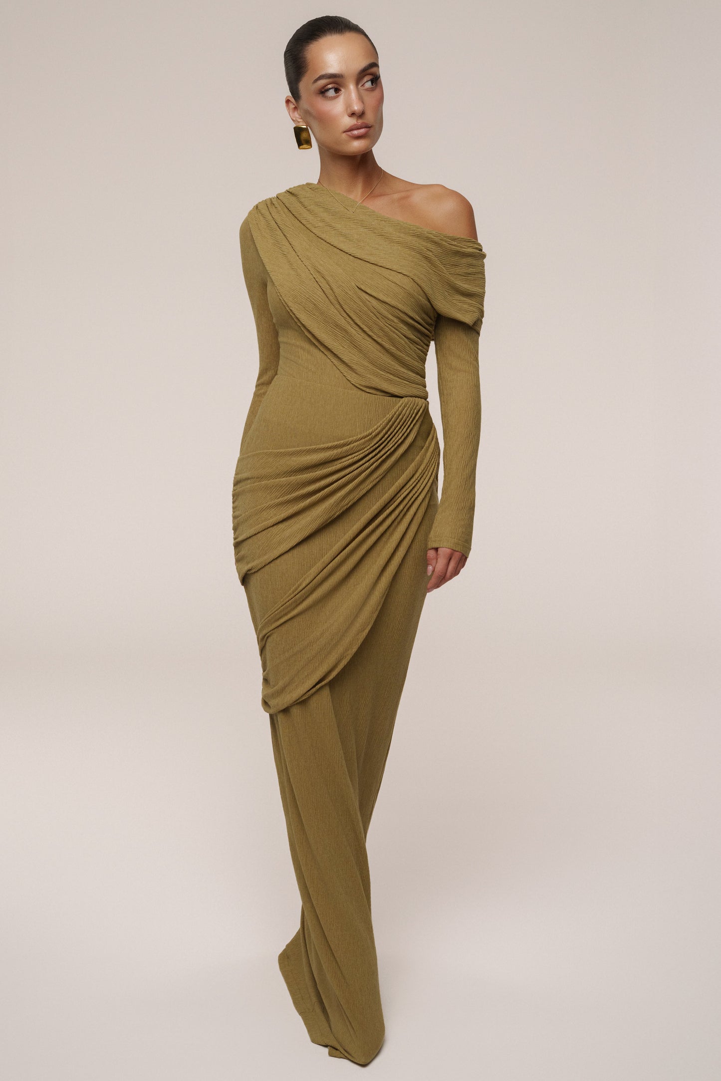 Moss Textured One Shoulder Bodysuit