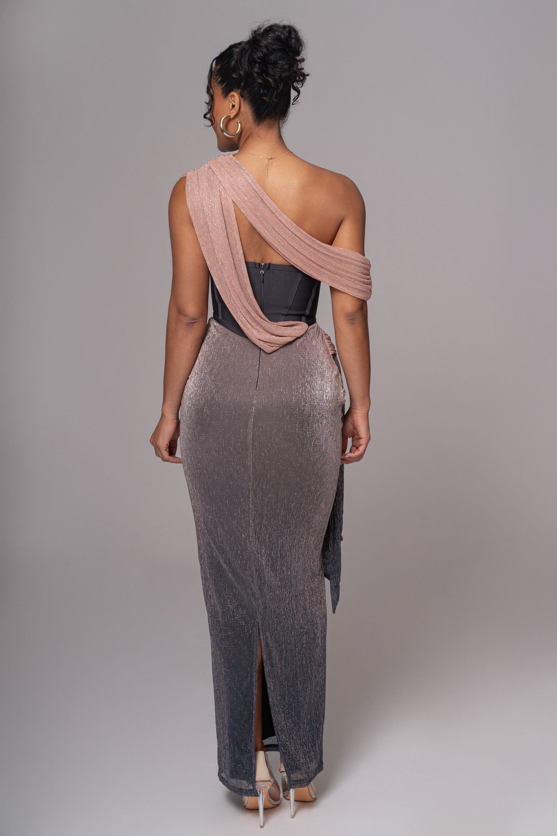 Pink Dusk Celestina Draped Maxi Dress JLUXLABEL