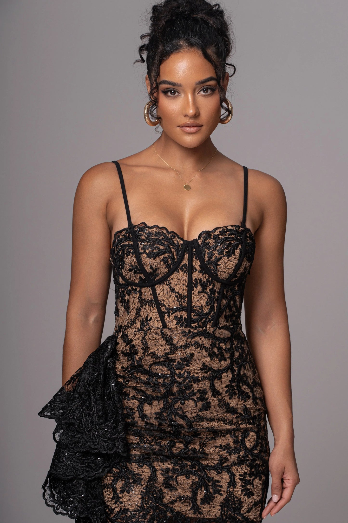 Black Marilyn Lace Mini Dress JLUXLABEL