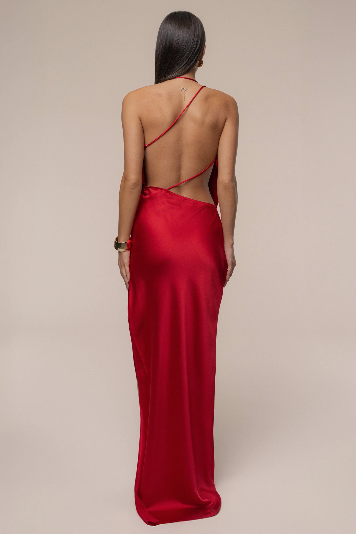 Red Delmara Cowl Maxi Dress JLUXLABEL