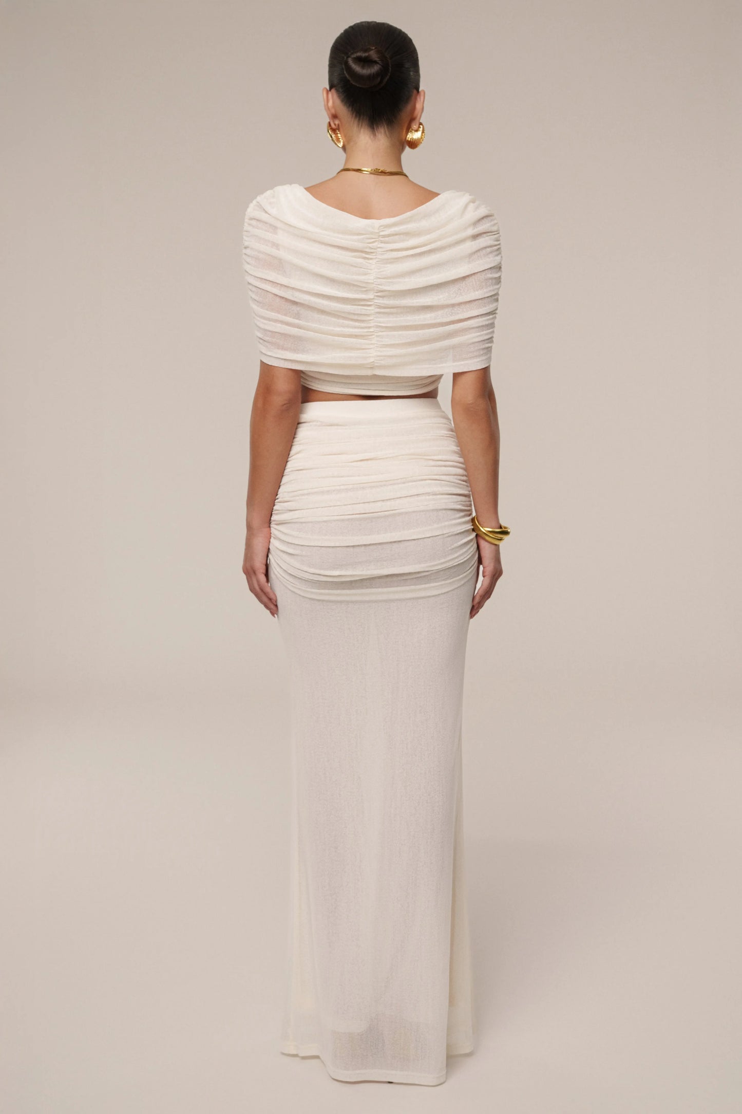 Ivory Ella Ruched Skirt Set JLUXLABEL