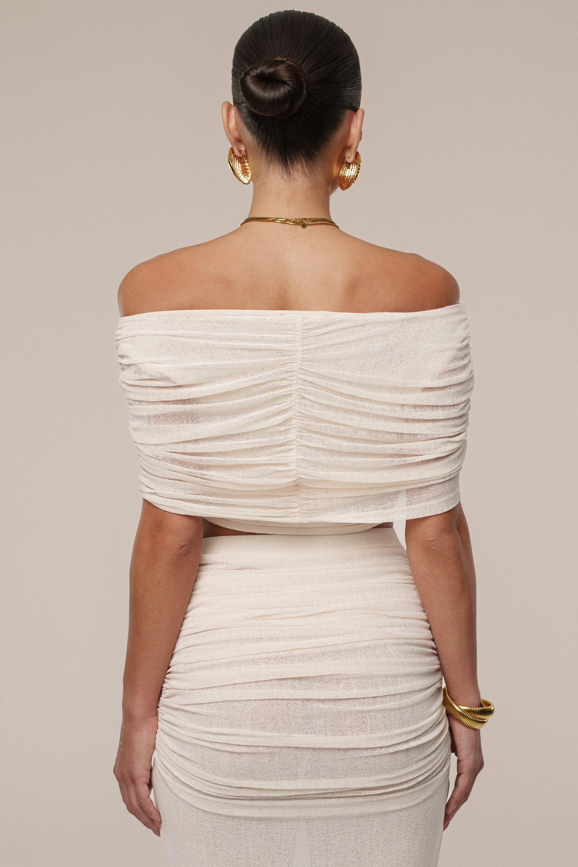 Ivory Ella Ruched Skirt Set JLUXLABEL
