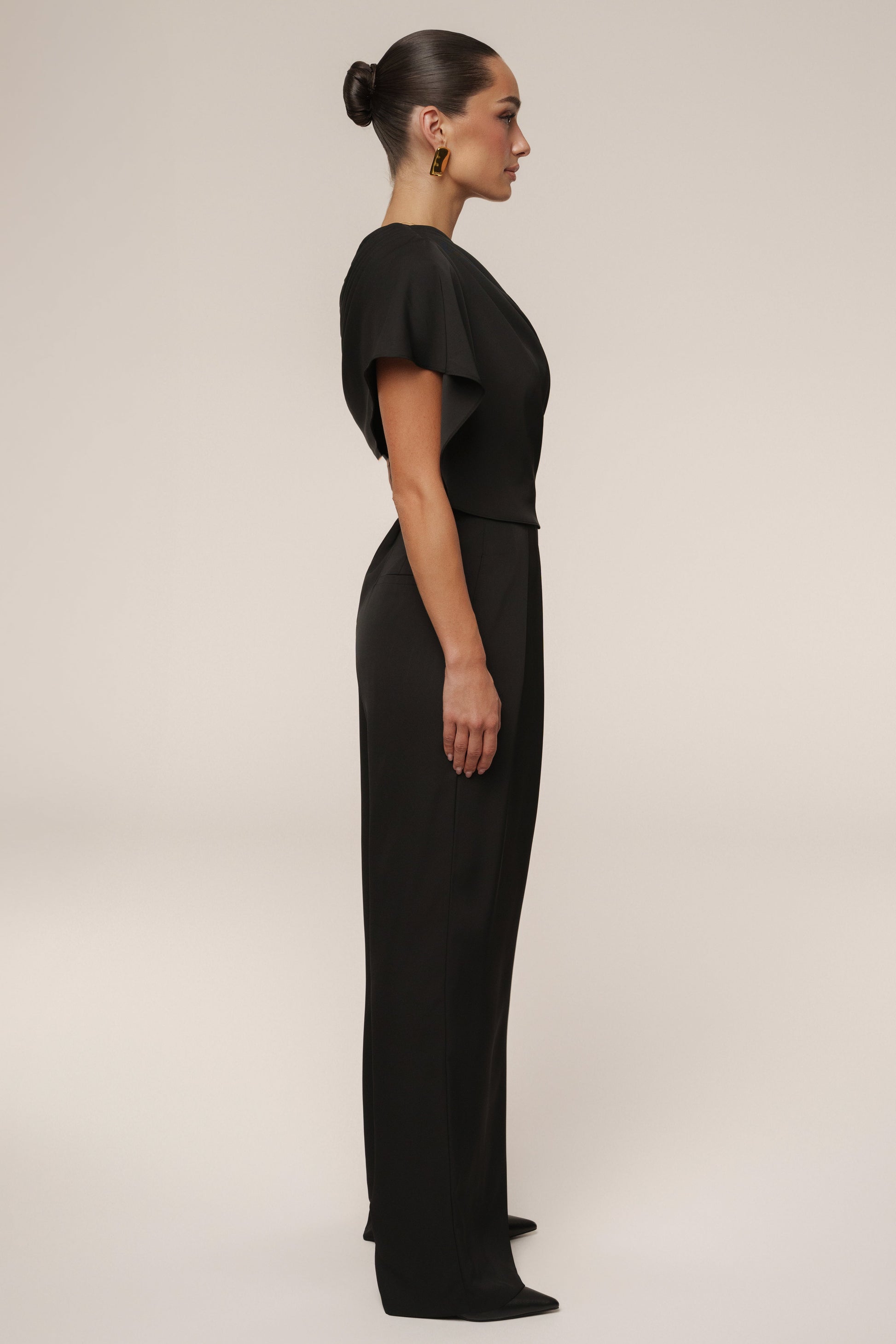 Black Gleam and Glow Satin Top JLUXLABEL