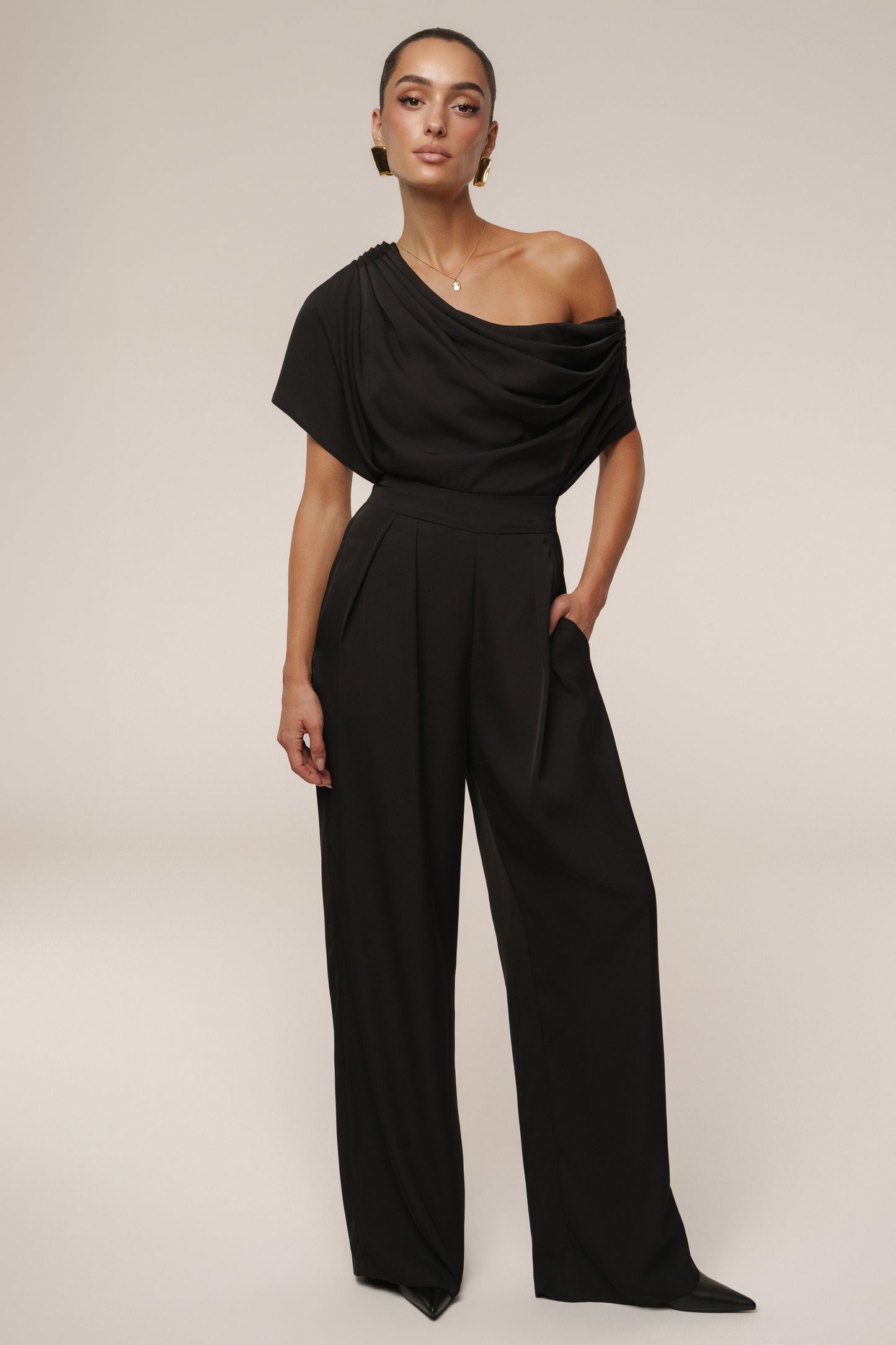 Black Gleam and Glow Satin Top JLUXLABEL