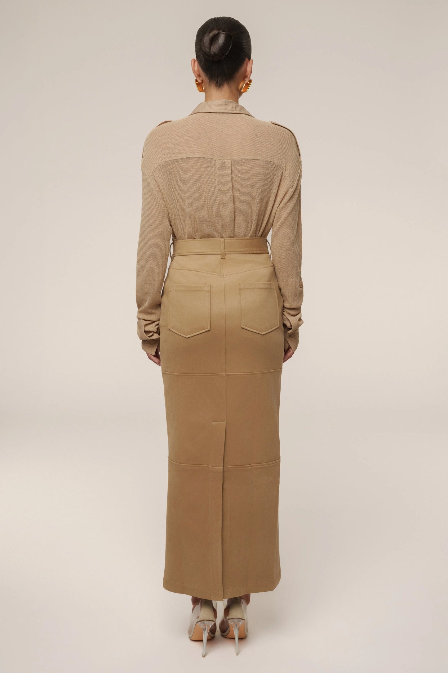 Beige Sway Sheer Button Up Top JLUXLABEL