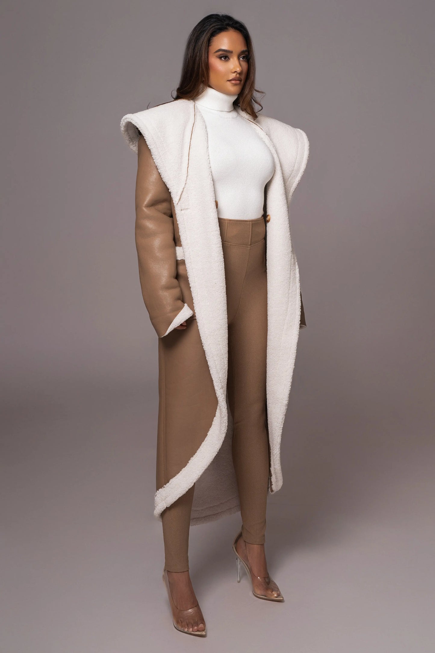 Tan Jaida Reversible Teddy Coat JLUXLABEL