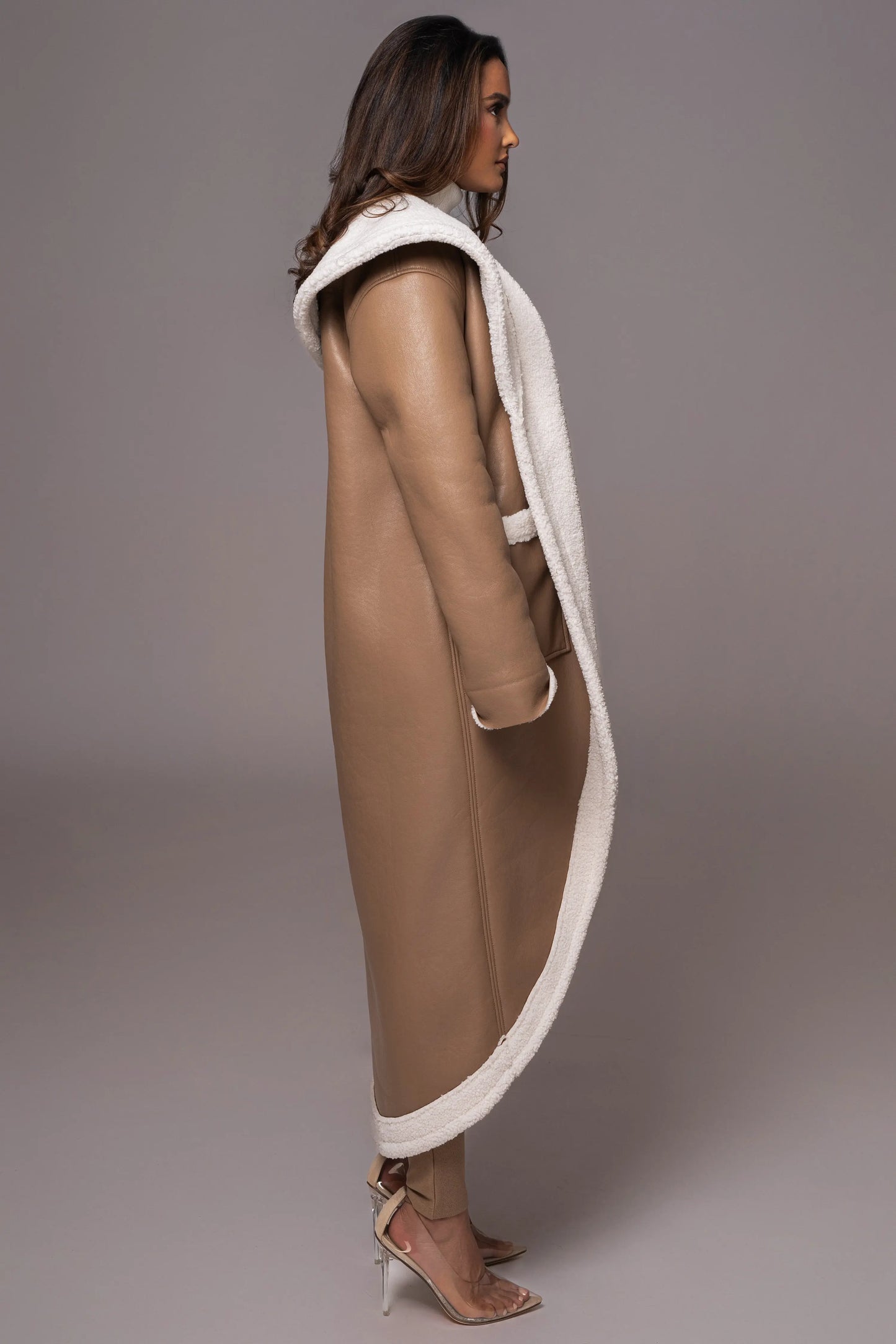 Tan Jaida Reversible Teddy Coat JLUXLABEL