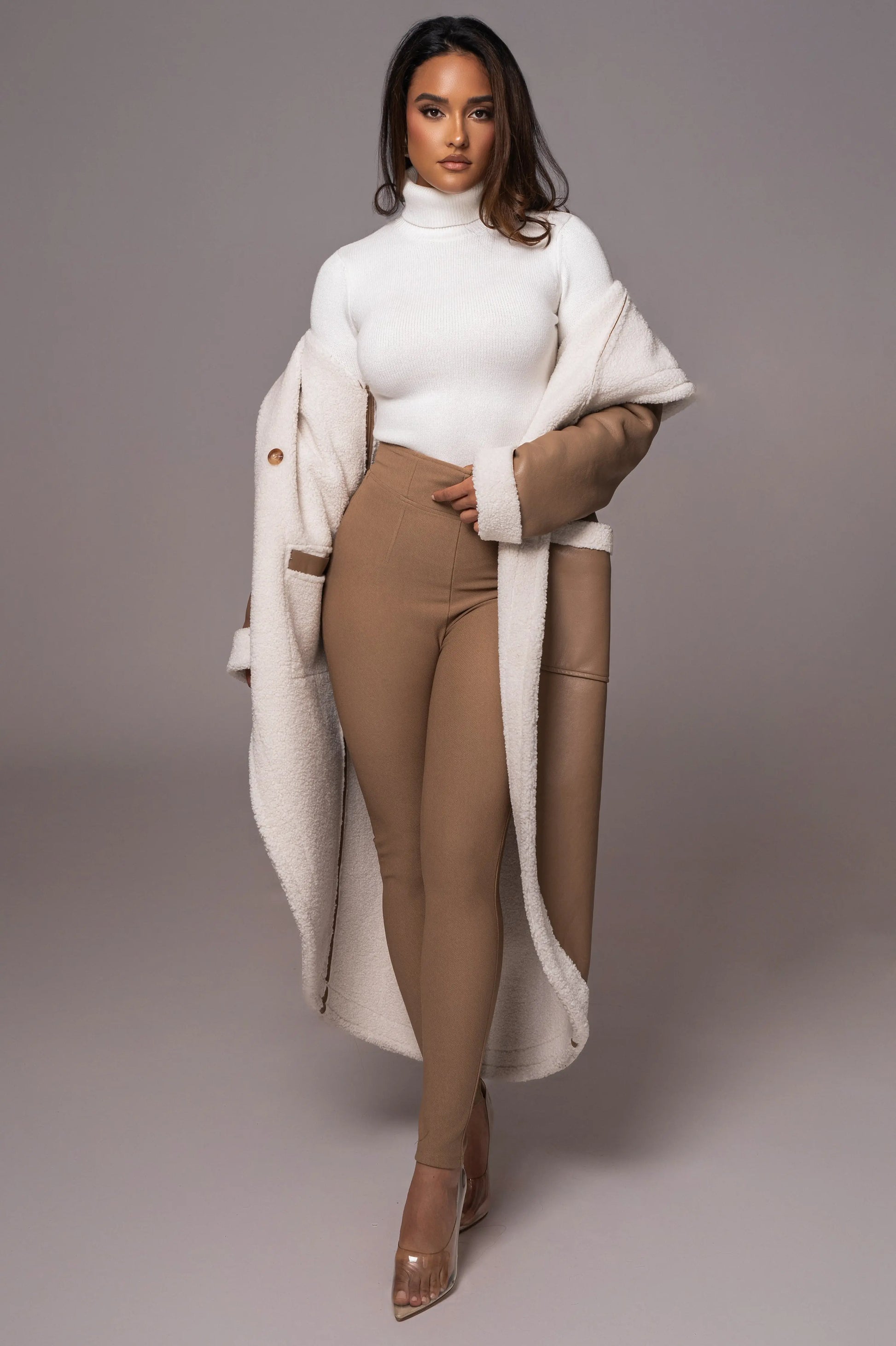 Tan Jaida Reversible Teddy Coat JLUXLABEL