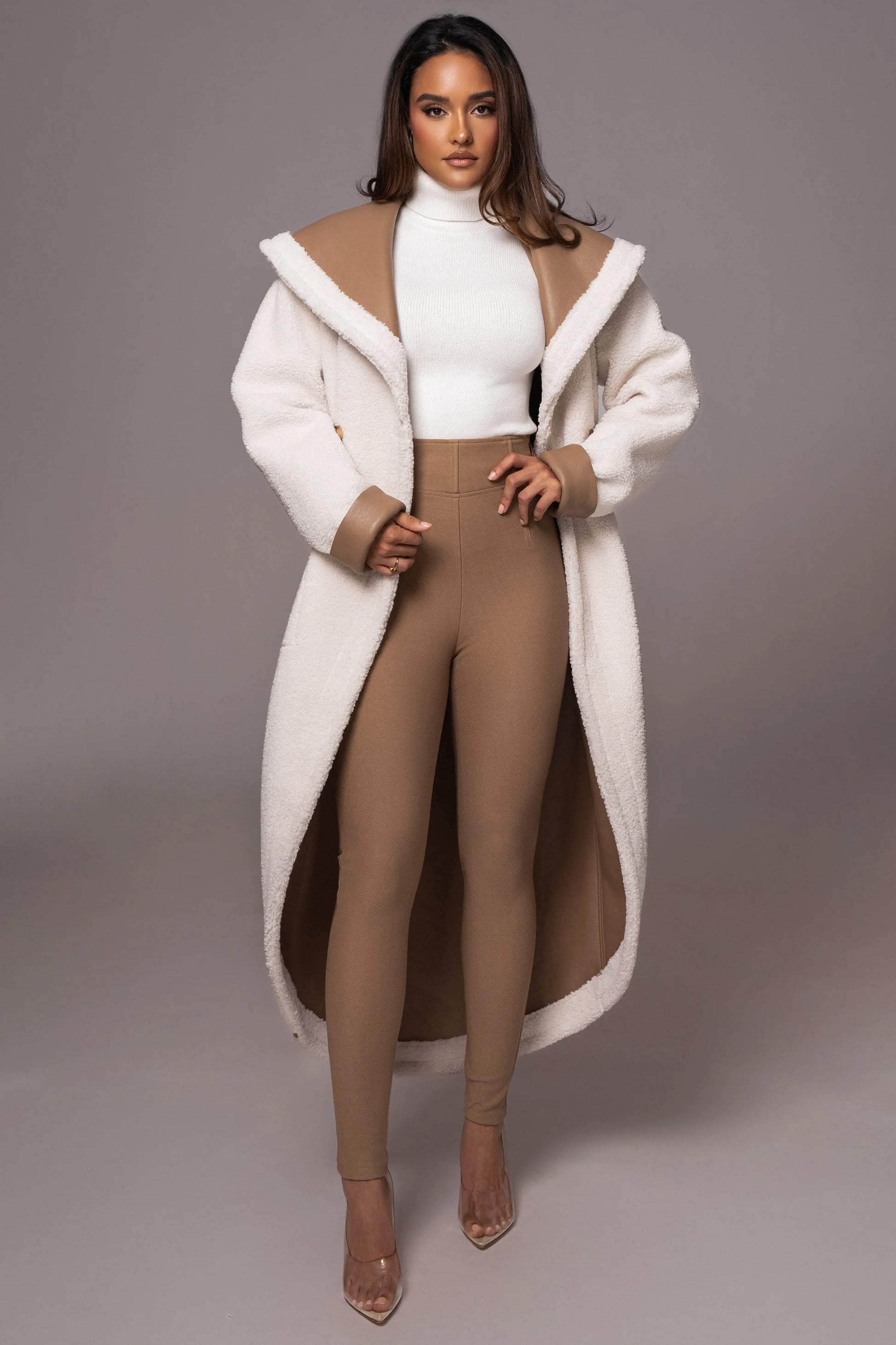 Tan Jaida Reversible Teddy Coat JLUXLABEL