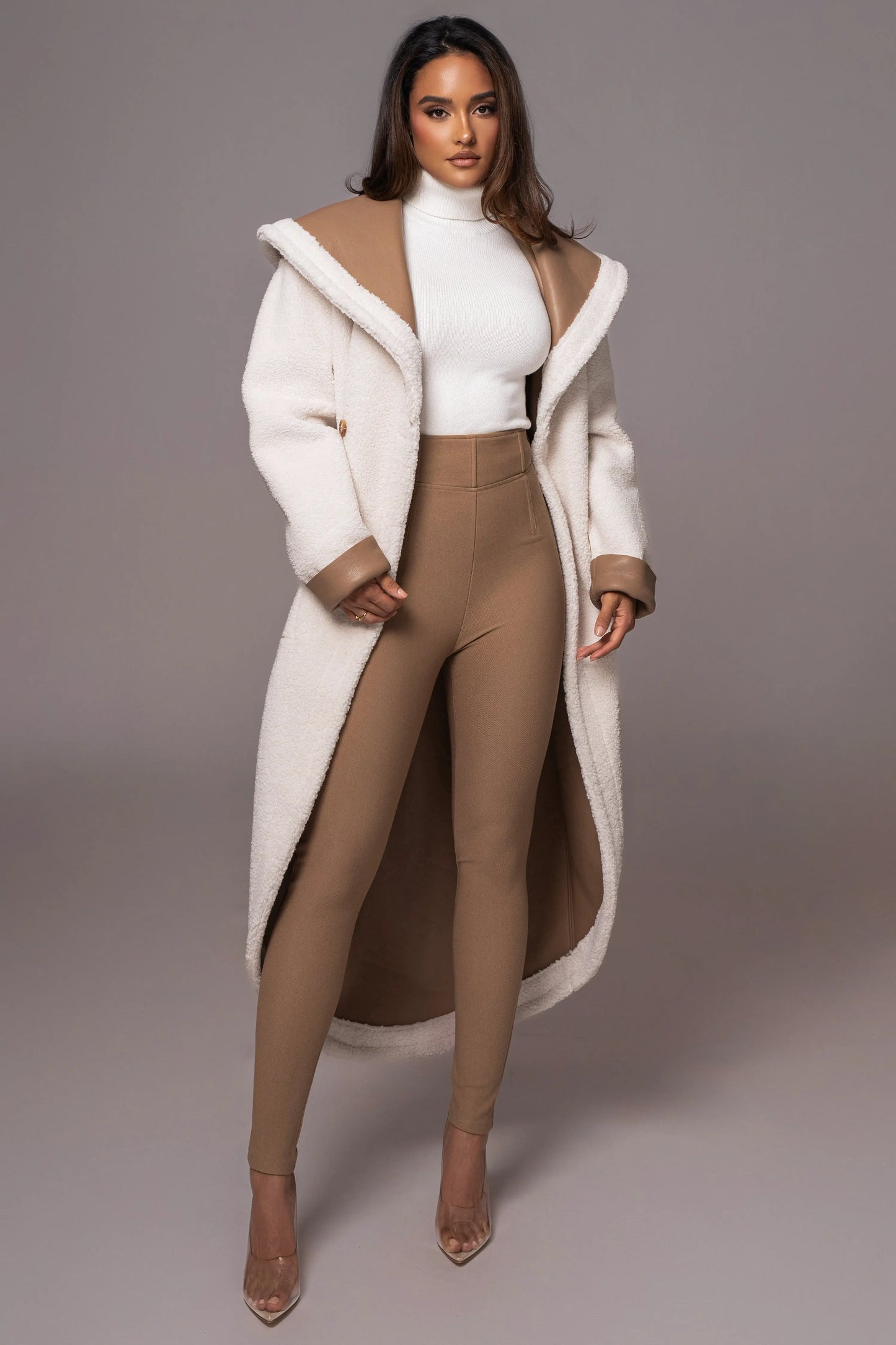 Tan Jaida Reversible Teddy Coat JLUXLABEL