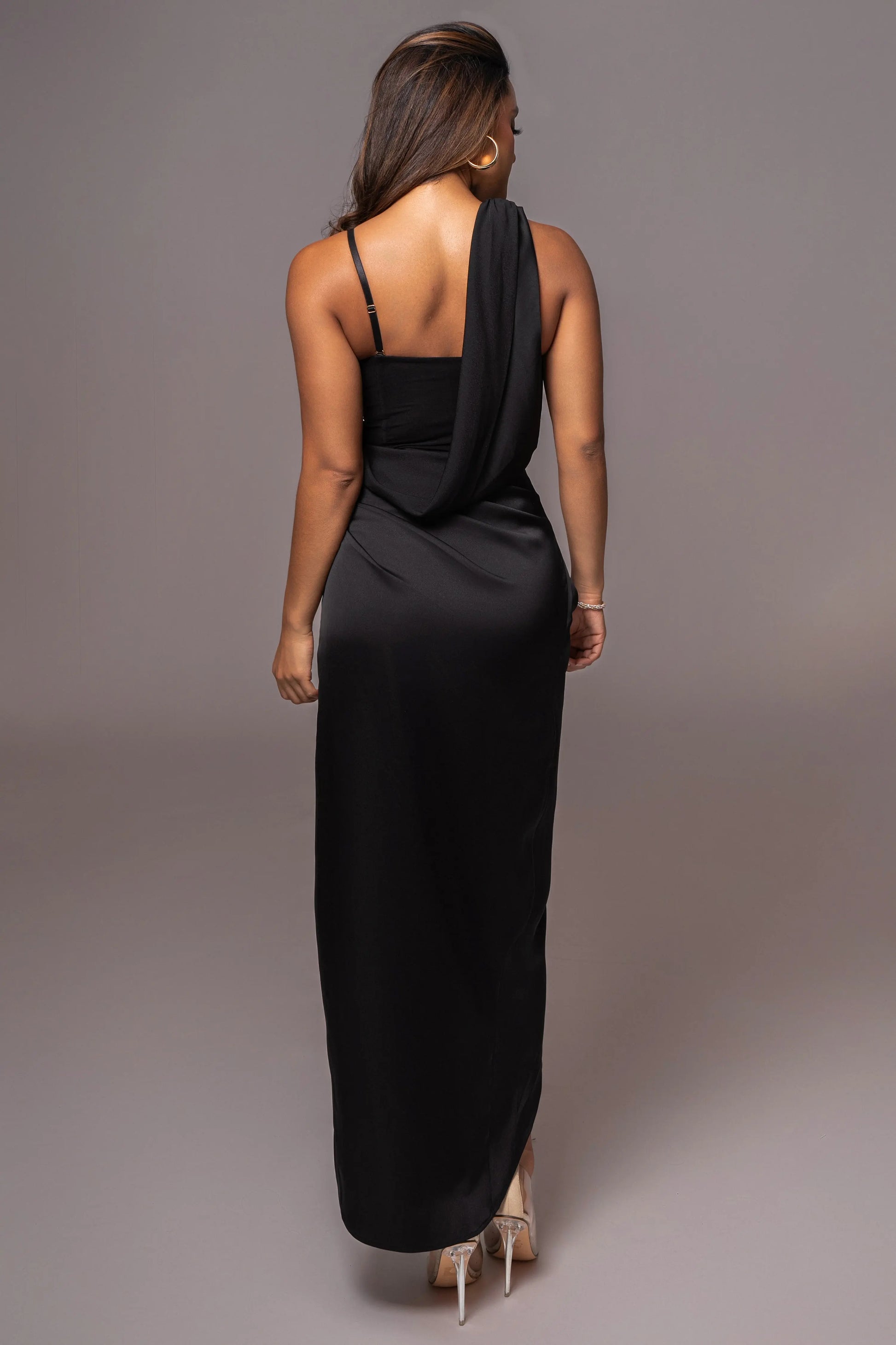 Black KRISTIANA SLIT DRESS JLUXLABEL