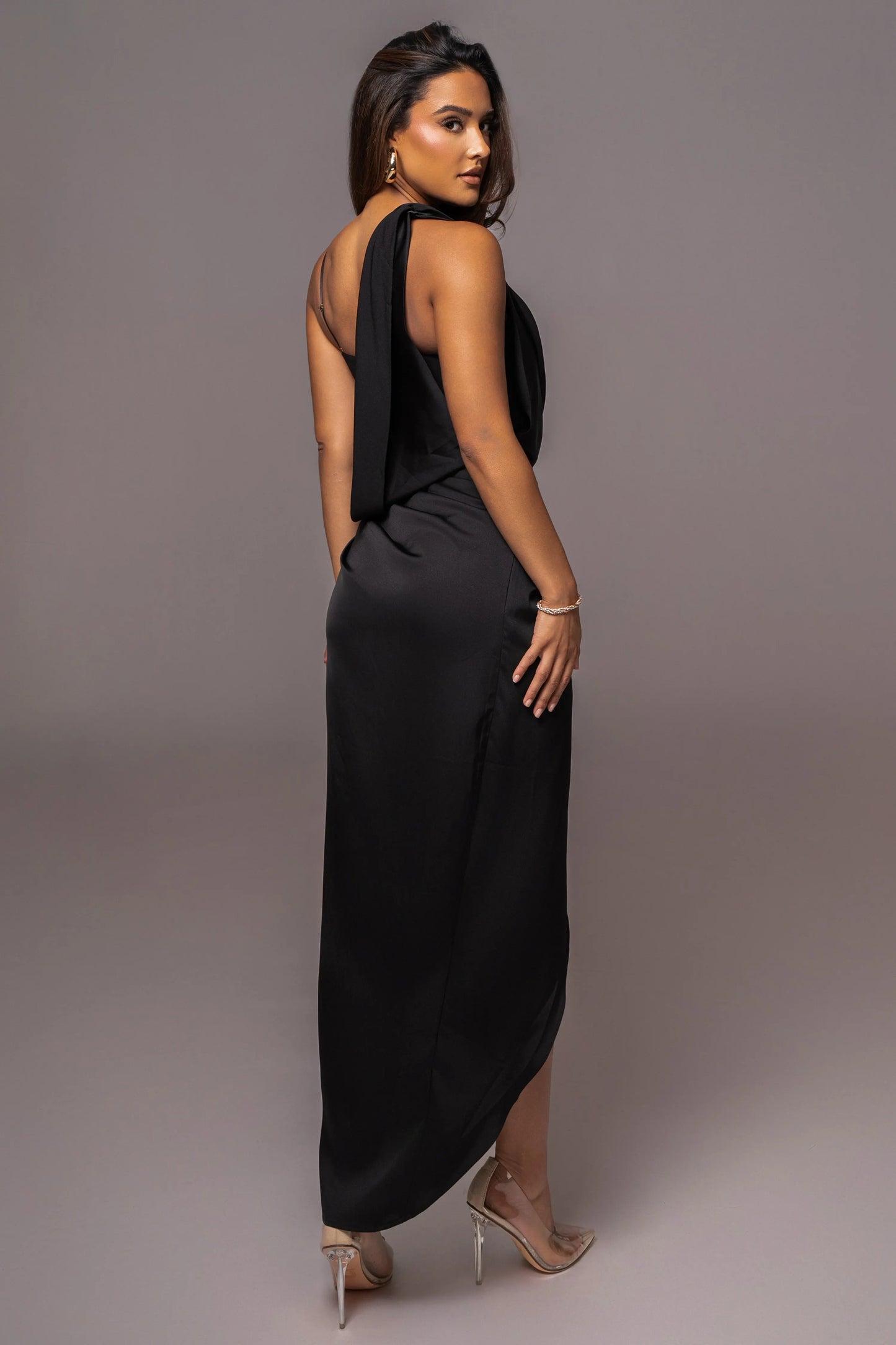 Black KRISTIANA SLIT DRESS JLUXLABEL
