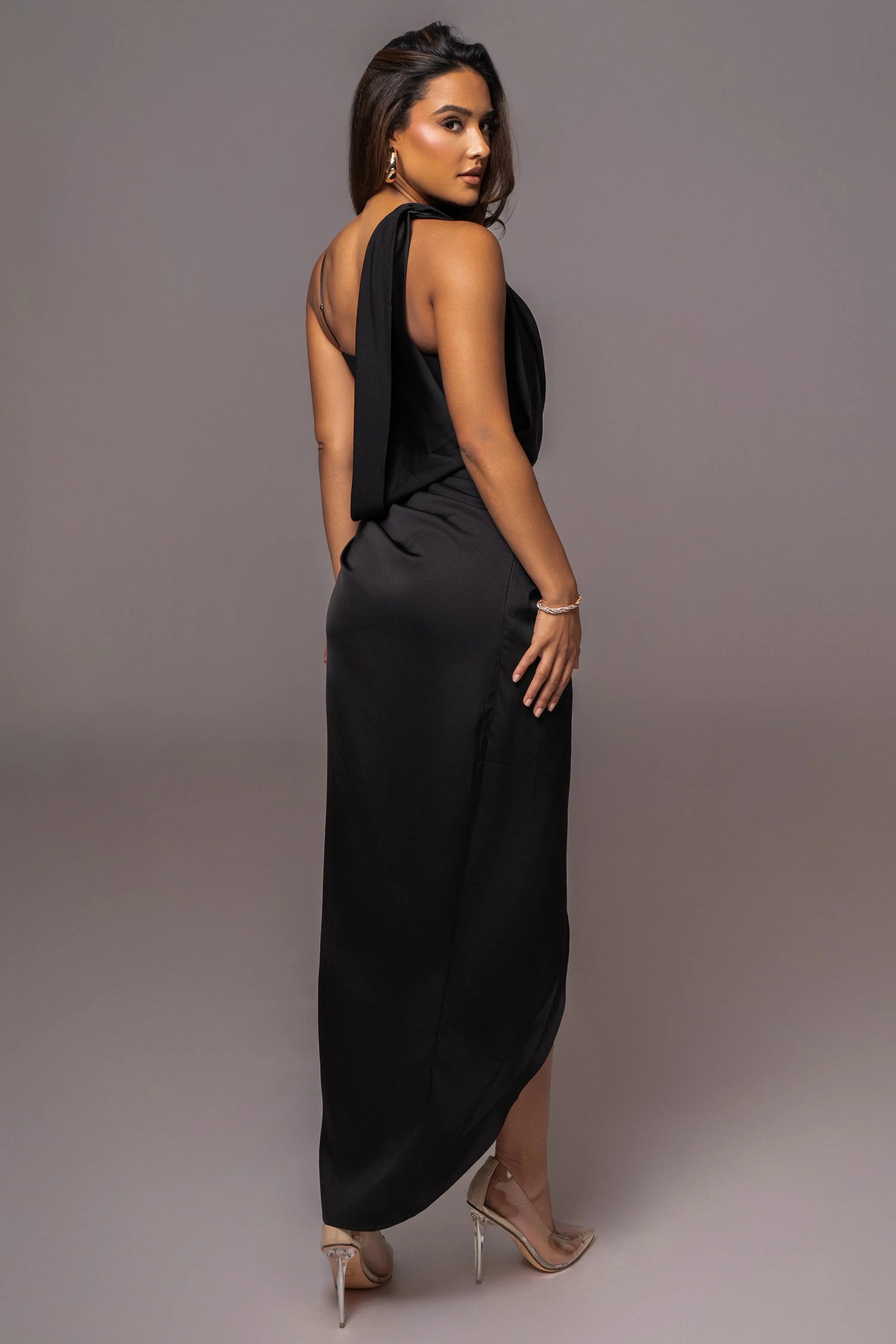 Black KRISTIANA SLIT DRESS JLUXLABEL
