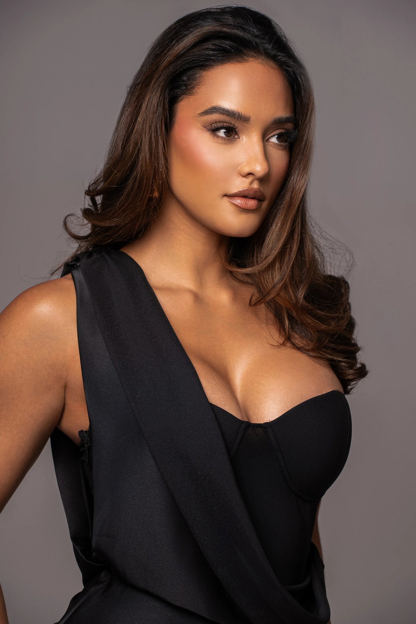Black KRISTIANA SLIT DRESS JLUXLABEL