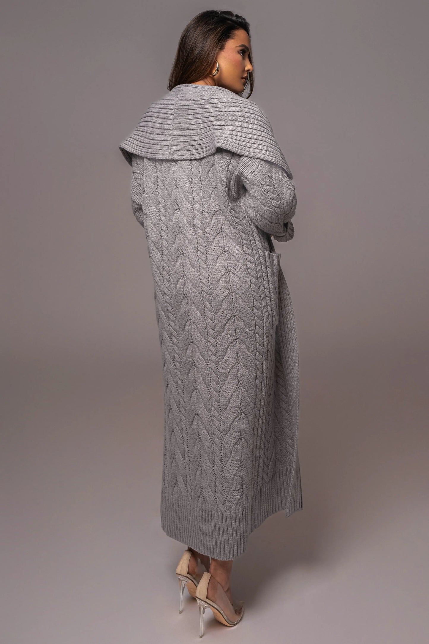 Heather Grey Upstate Cable Knit Cardigan JLUXLABEL