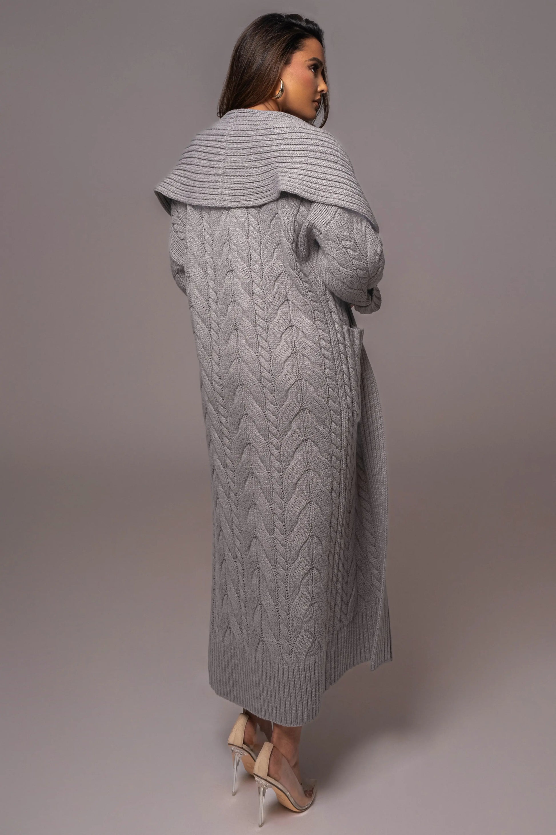 Heather Grey Upstate Cable Knit Cardigan JLUXLABEL