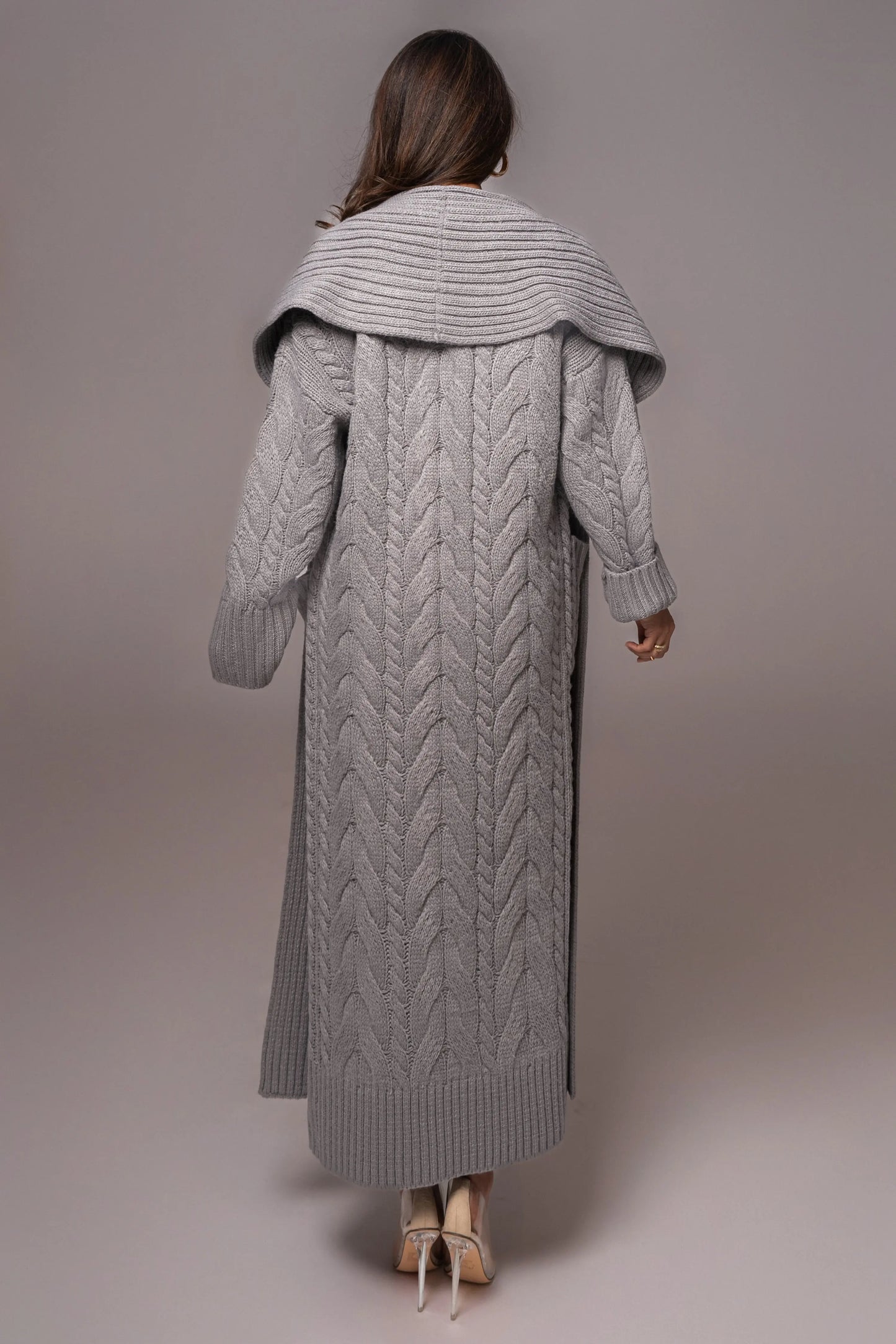 Heather Grey Upstate Cable Knit Cardigan JLUXLABEL