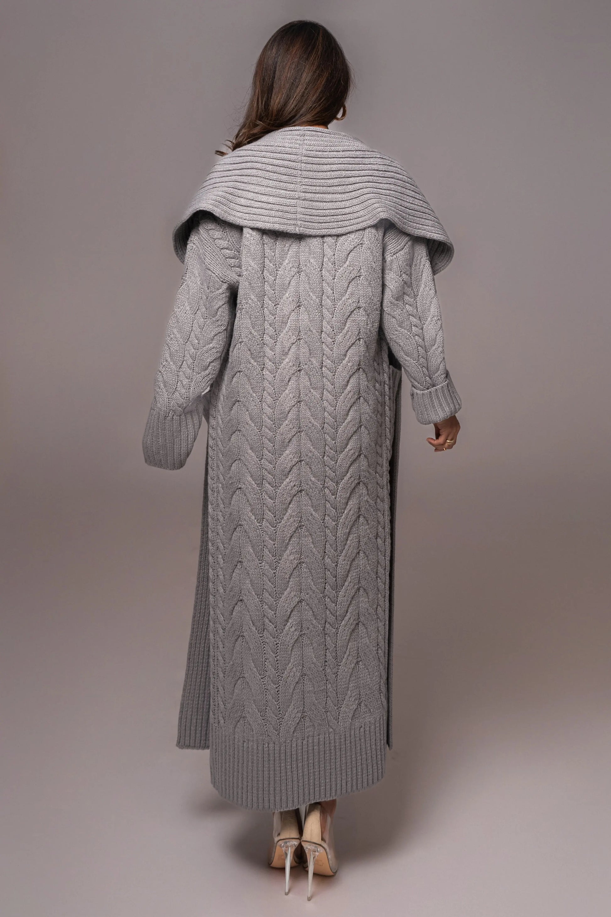 Heather Grey Upstate Cable Knit Cardigan JLUXLABEL