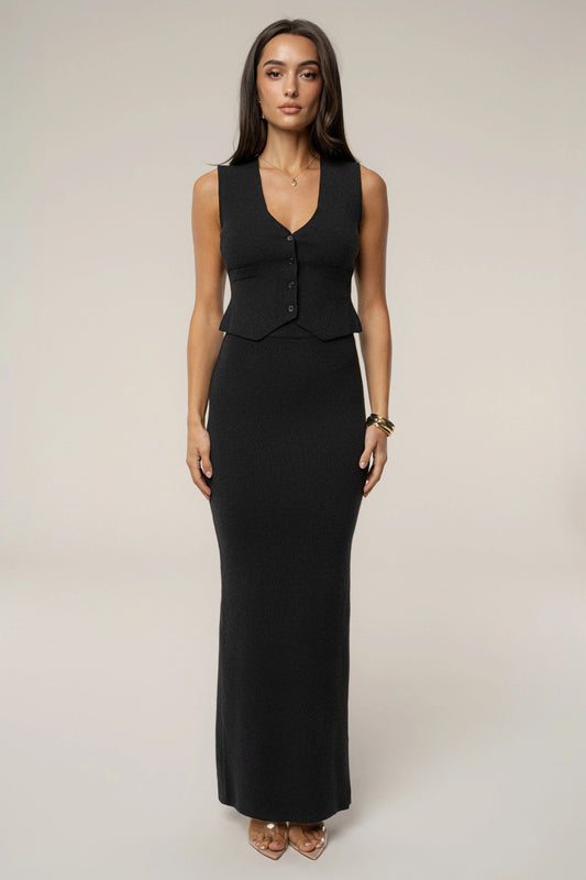Black Cassidy Two Piece Skirt Set JLUXLABEL