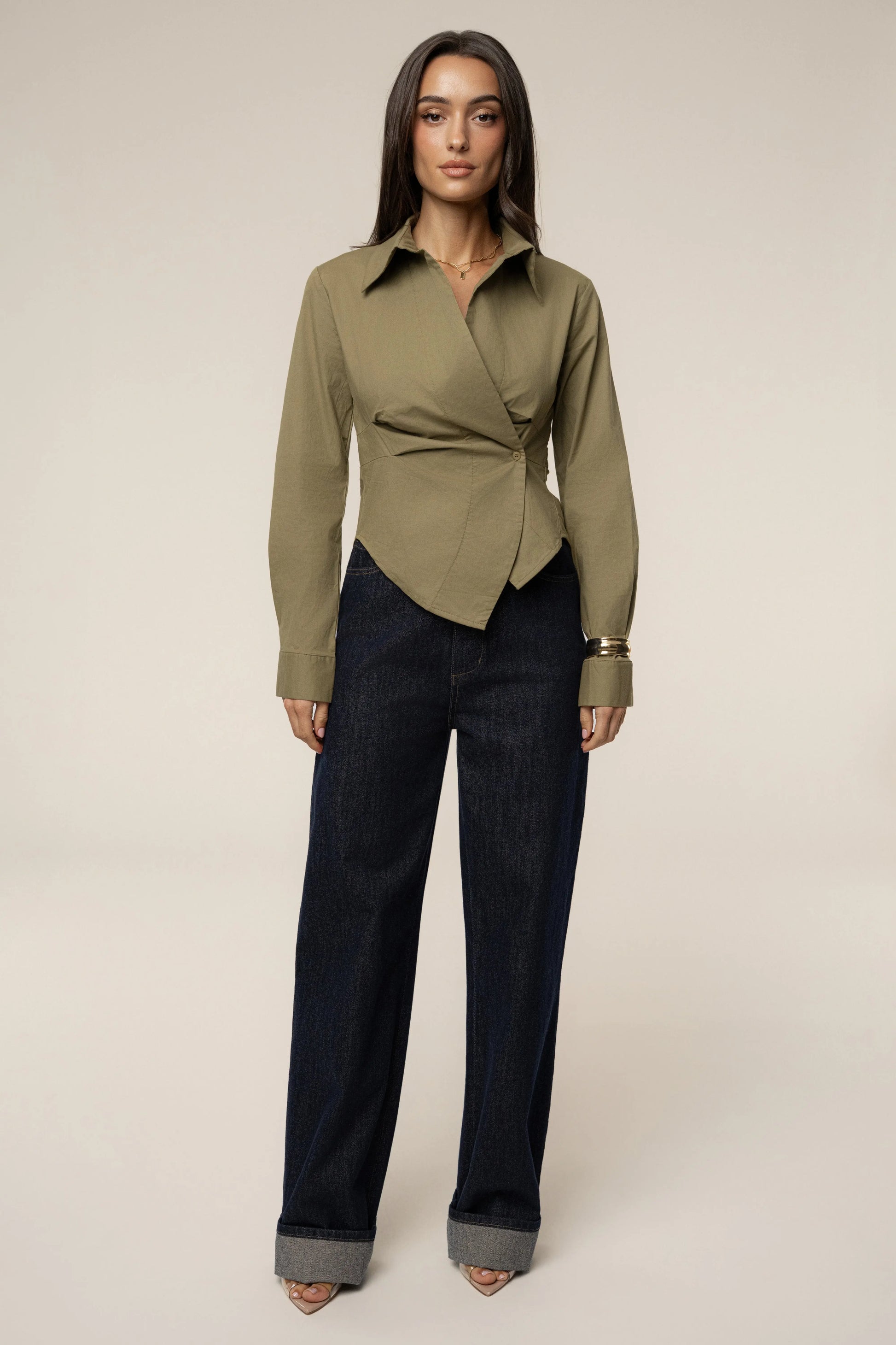 Olive  Sculpt And Form Blouse JLUXLABEL