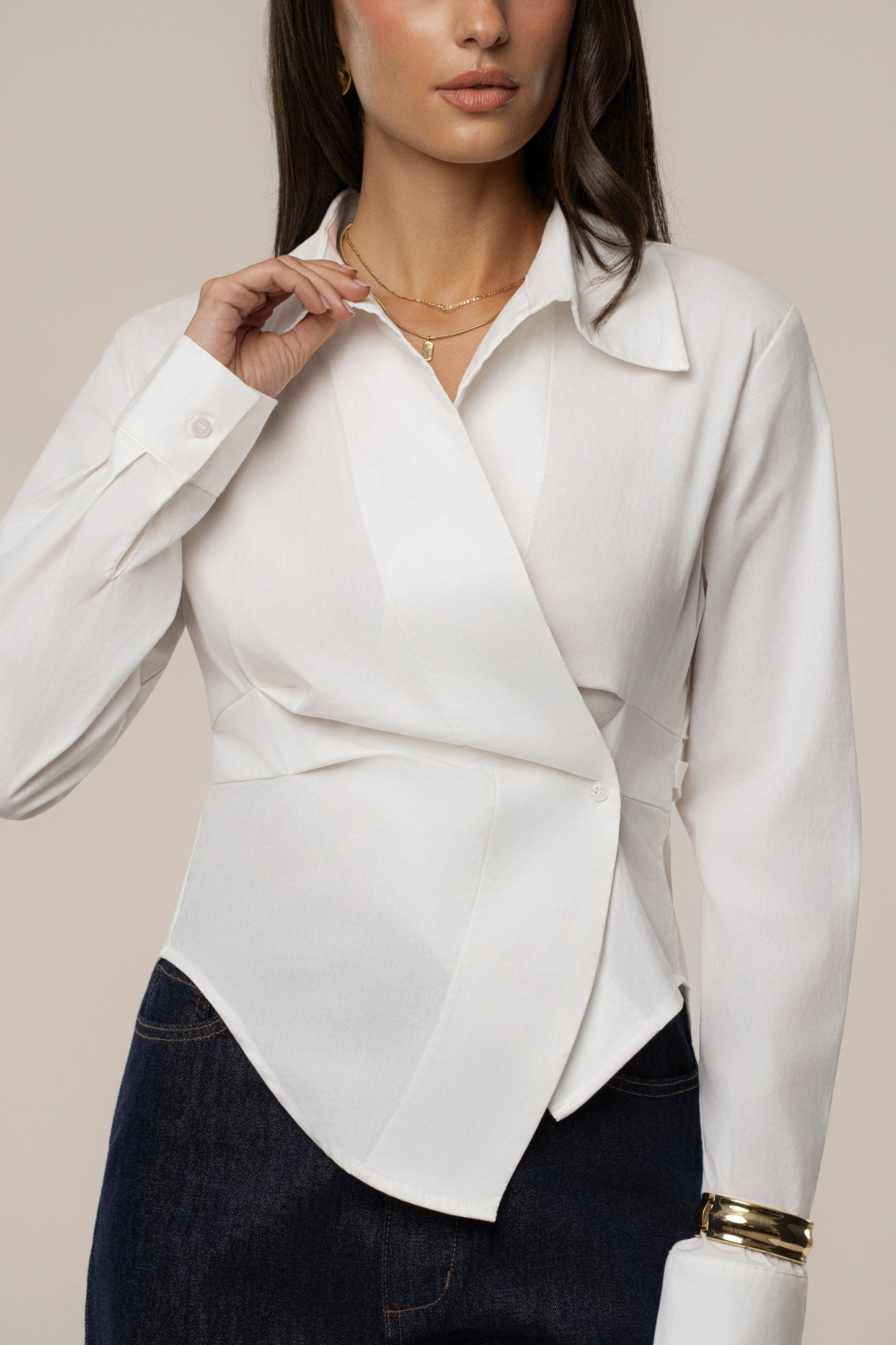 Ivory Sculpt And Form Blouse JLUXLABEL