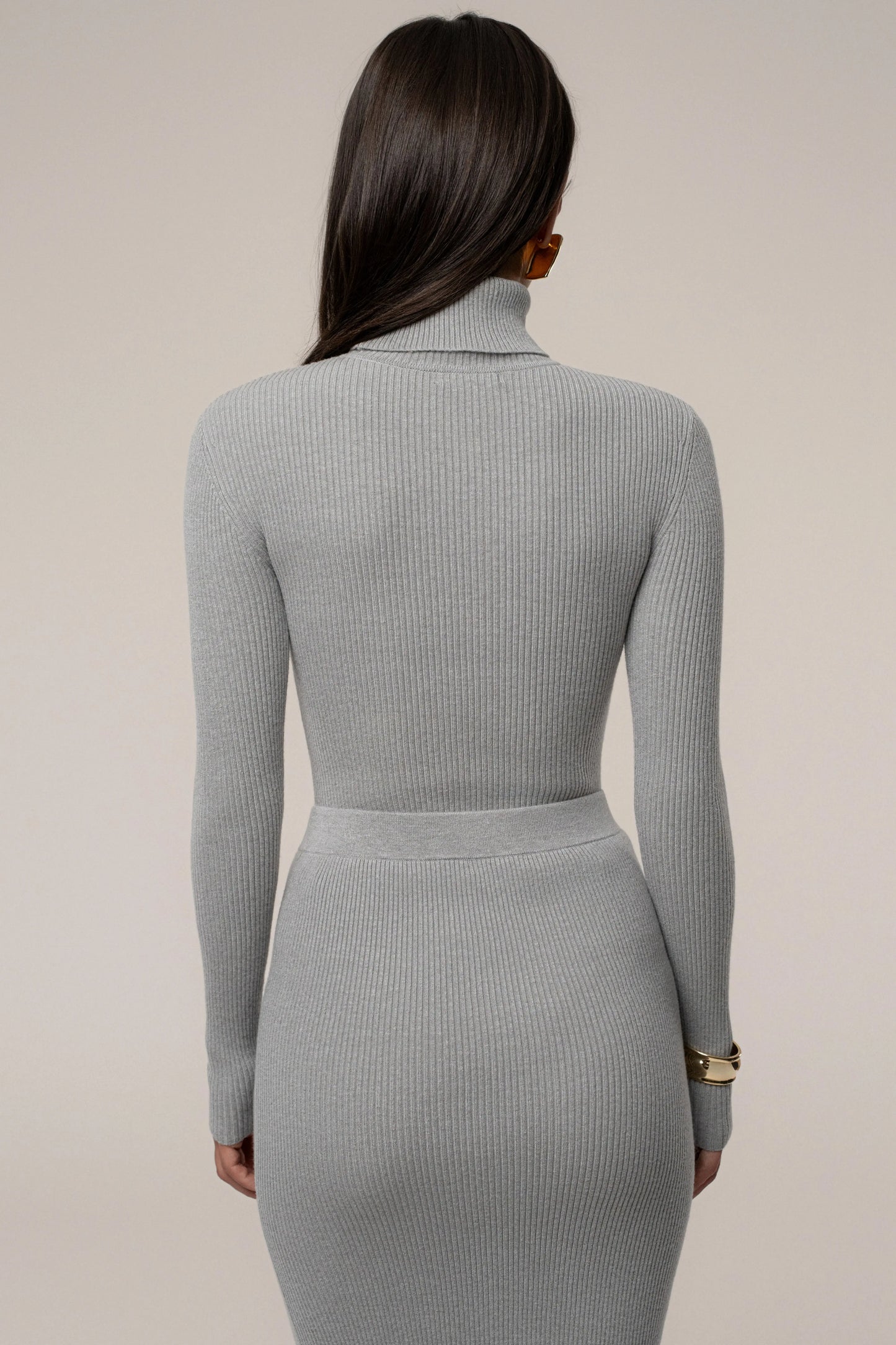 Heather Grey Arlett Turtleneck Bodysuit JLUXLABEL