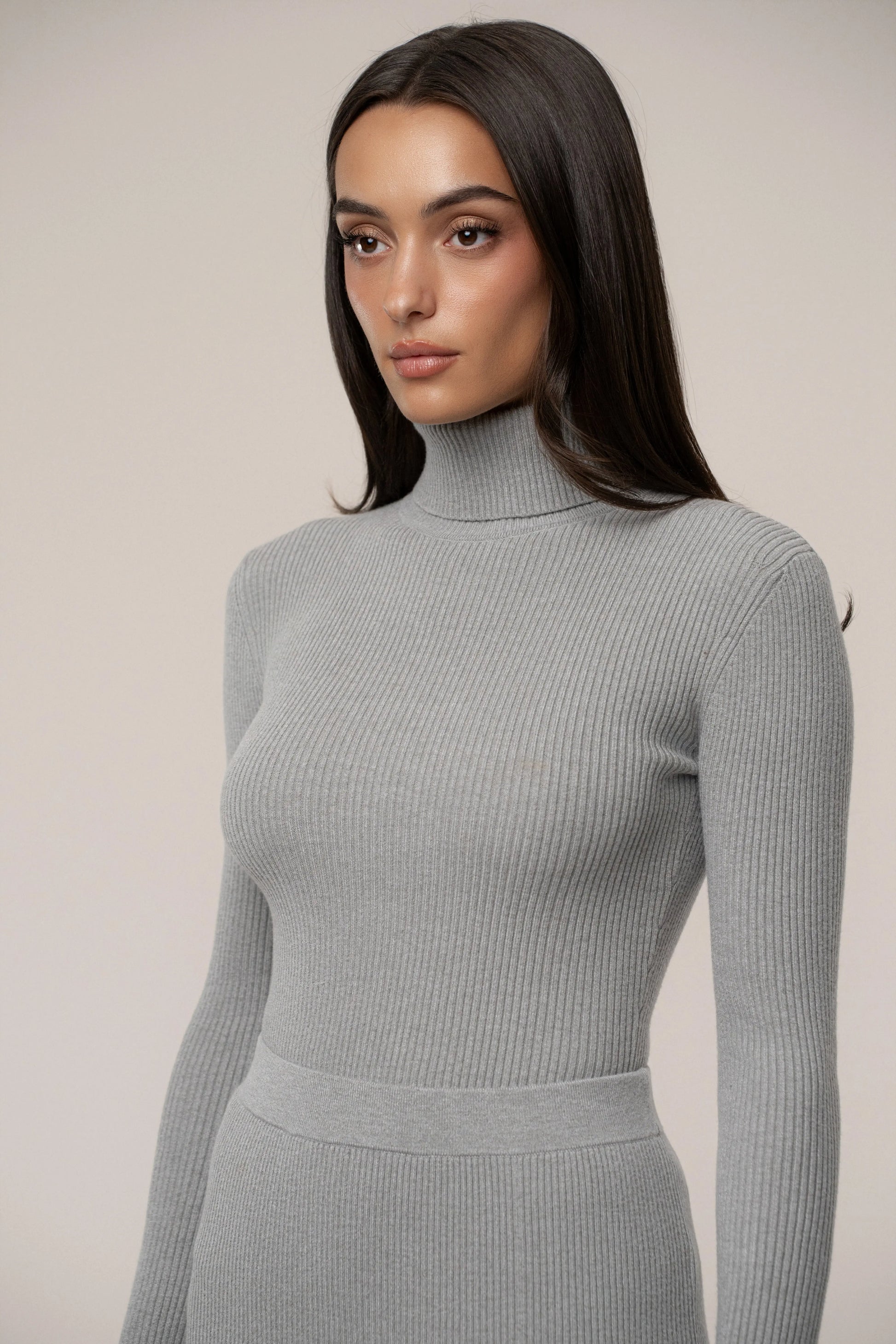 Heather Grey Arlett Turtleneck Bodysuit JLUXLABEL
