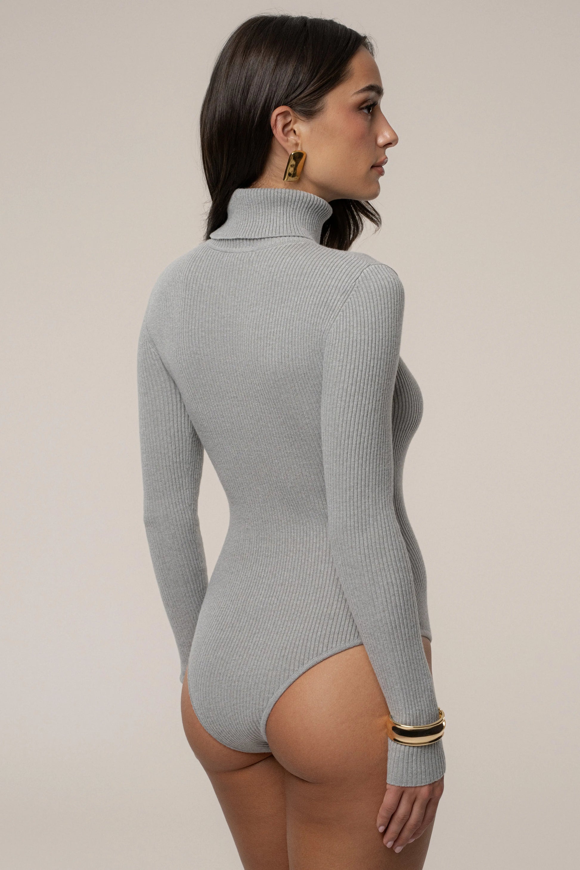 Heather Grey Arlett Turtleneck Bodysuit JLUXLABEL