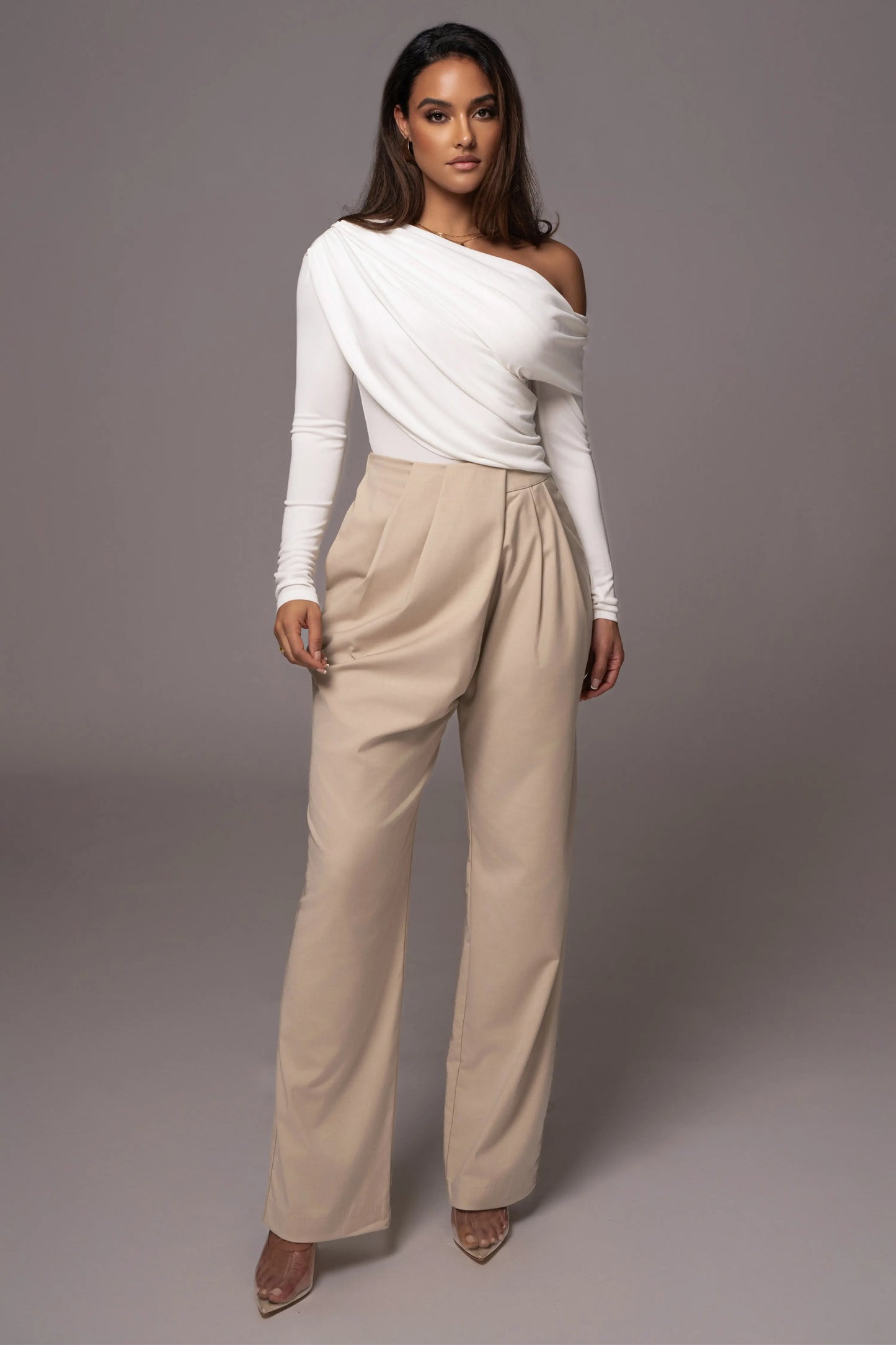 White Ultra High Neck Bodysuit JLUXLABEL