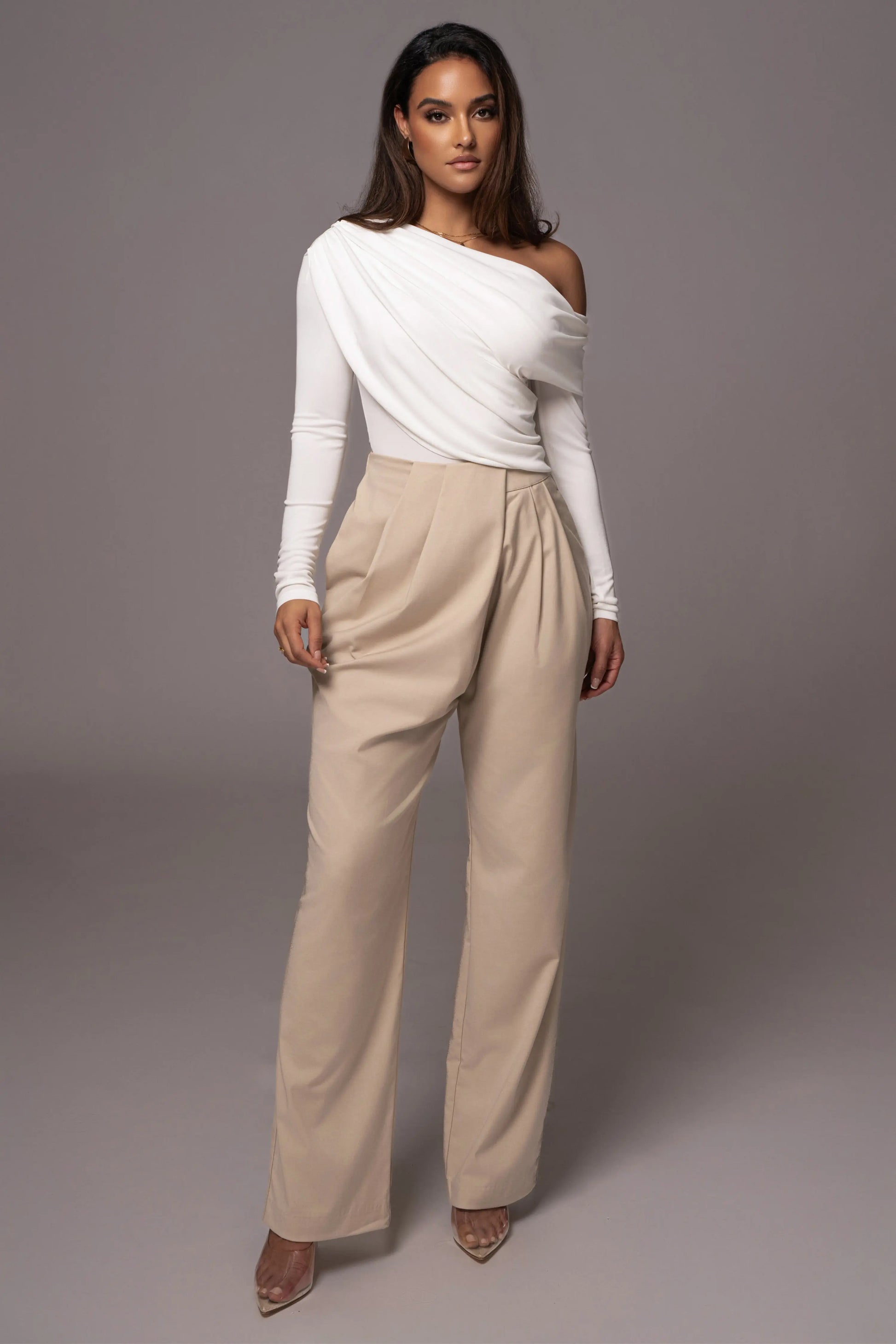 White Ultra High Neck Bodysuit JLUXLABEL