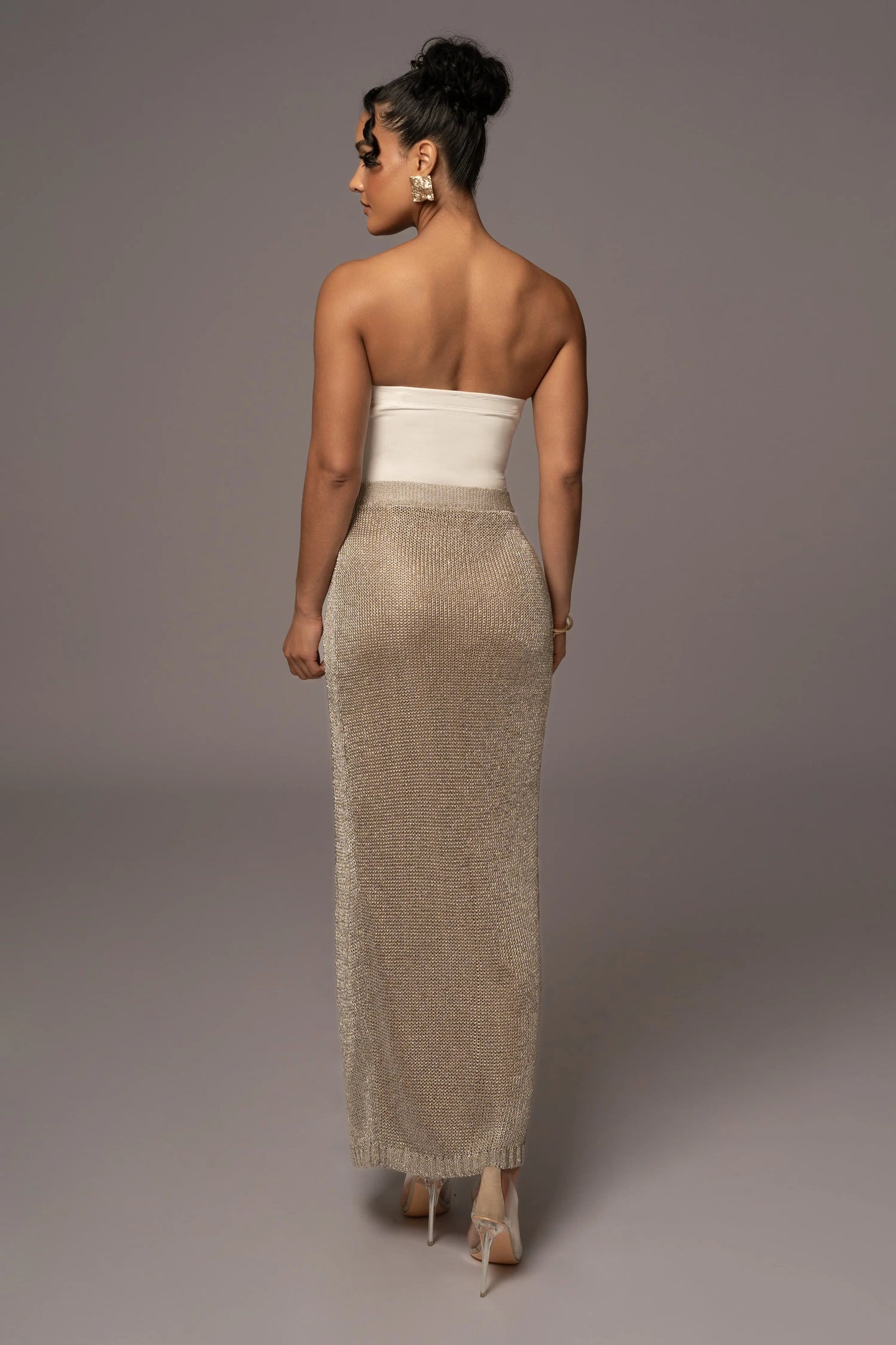 Silver Anais Maxi Slit Skirt JLUXLABEL