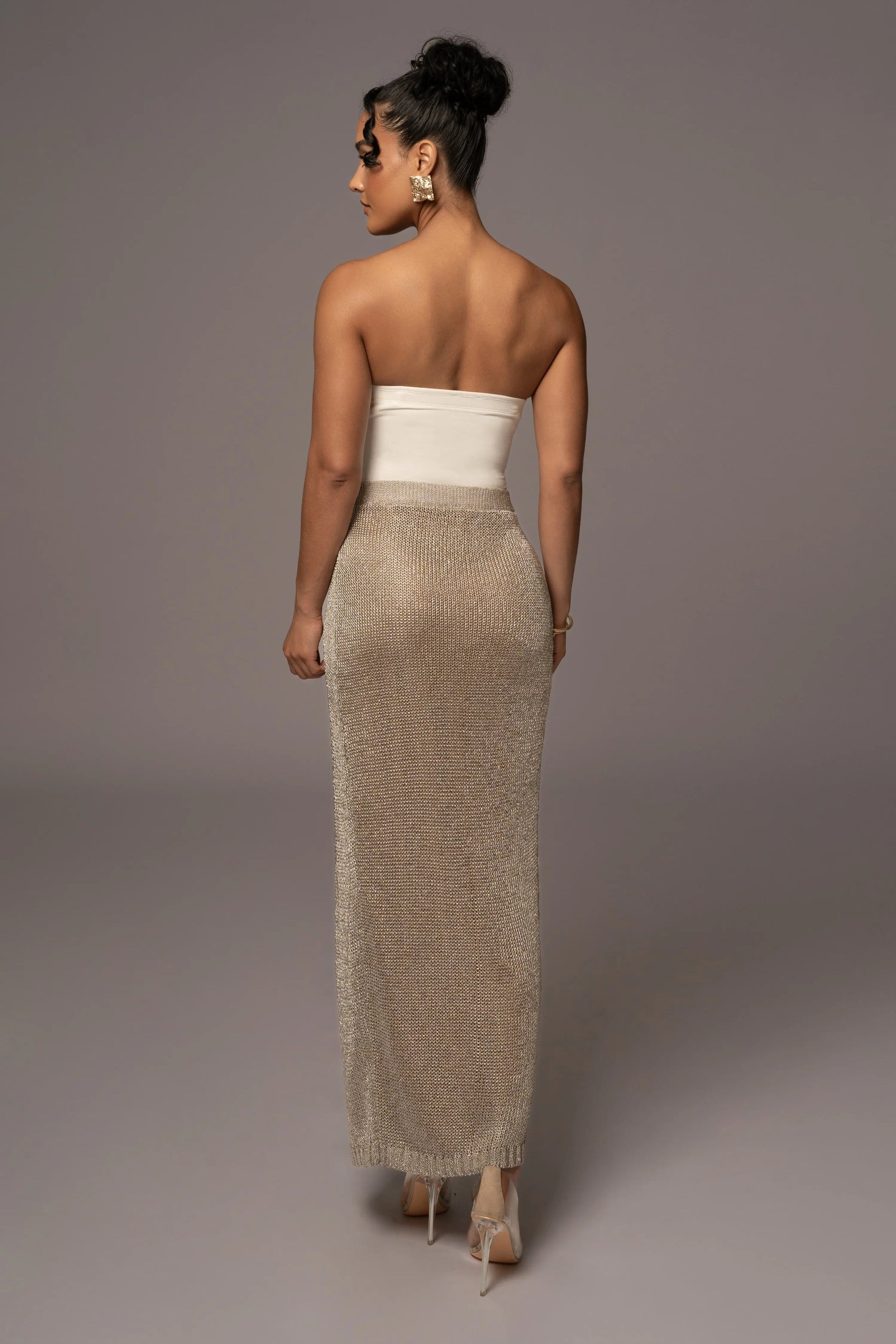 Silver Anais Maxi Slit Skirt JLUXLABEL