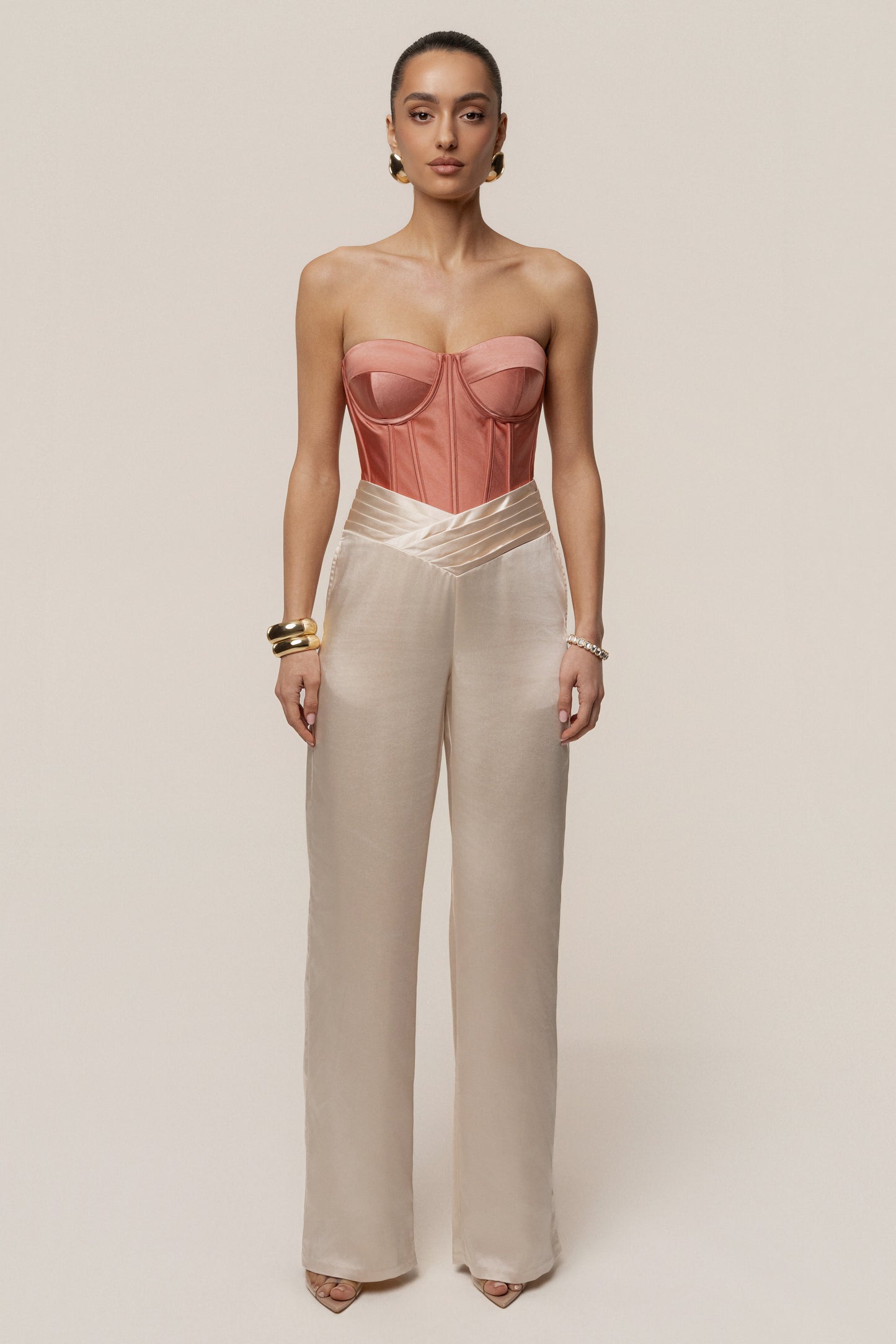 Salmon Adore Me Satin Corset JLUXLABEL