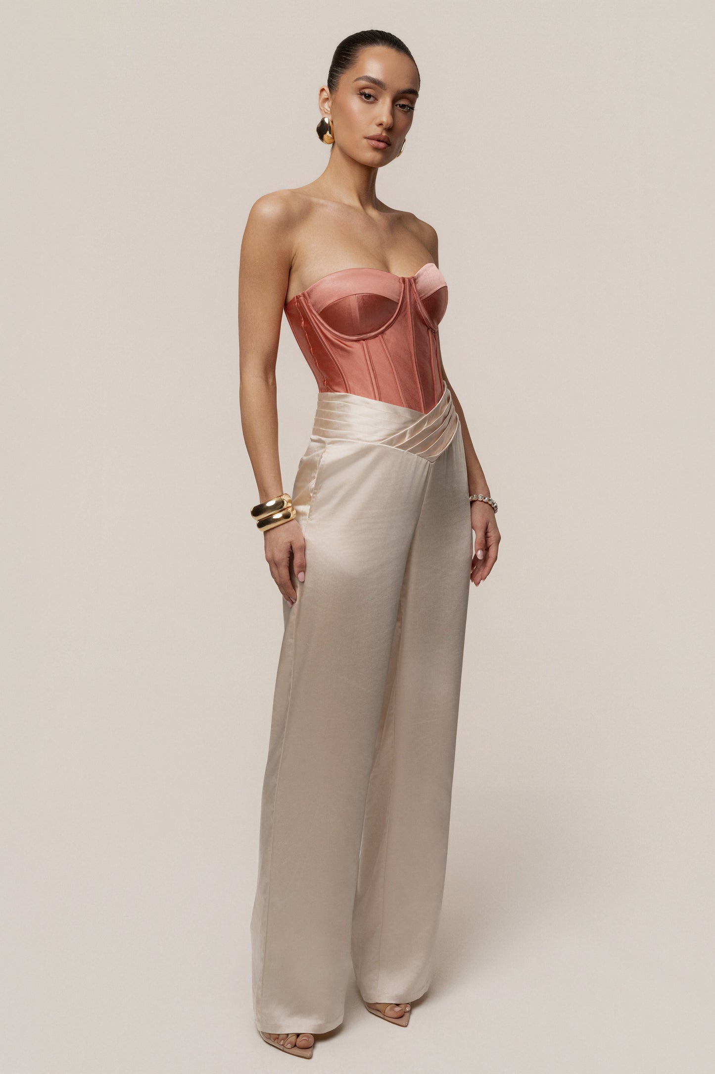 Salmon Adore Me Satin Corset JLUXLABEL