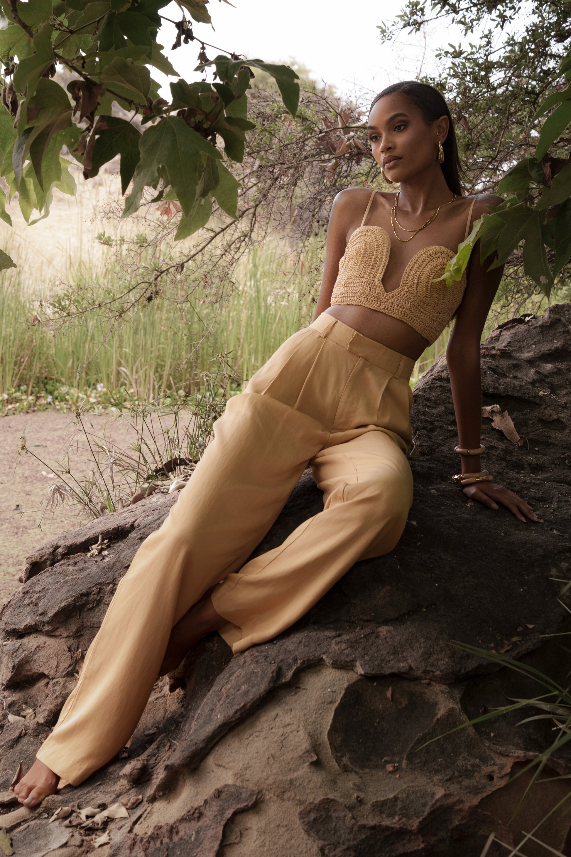 PRE-ORDER Beige Sail Away Texture Bustier JLUXLABEL