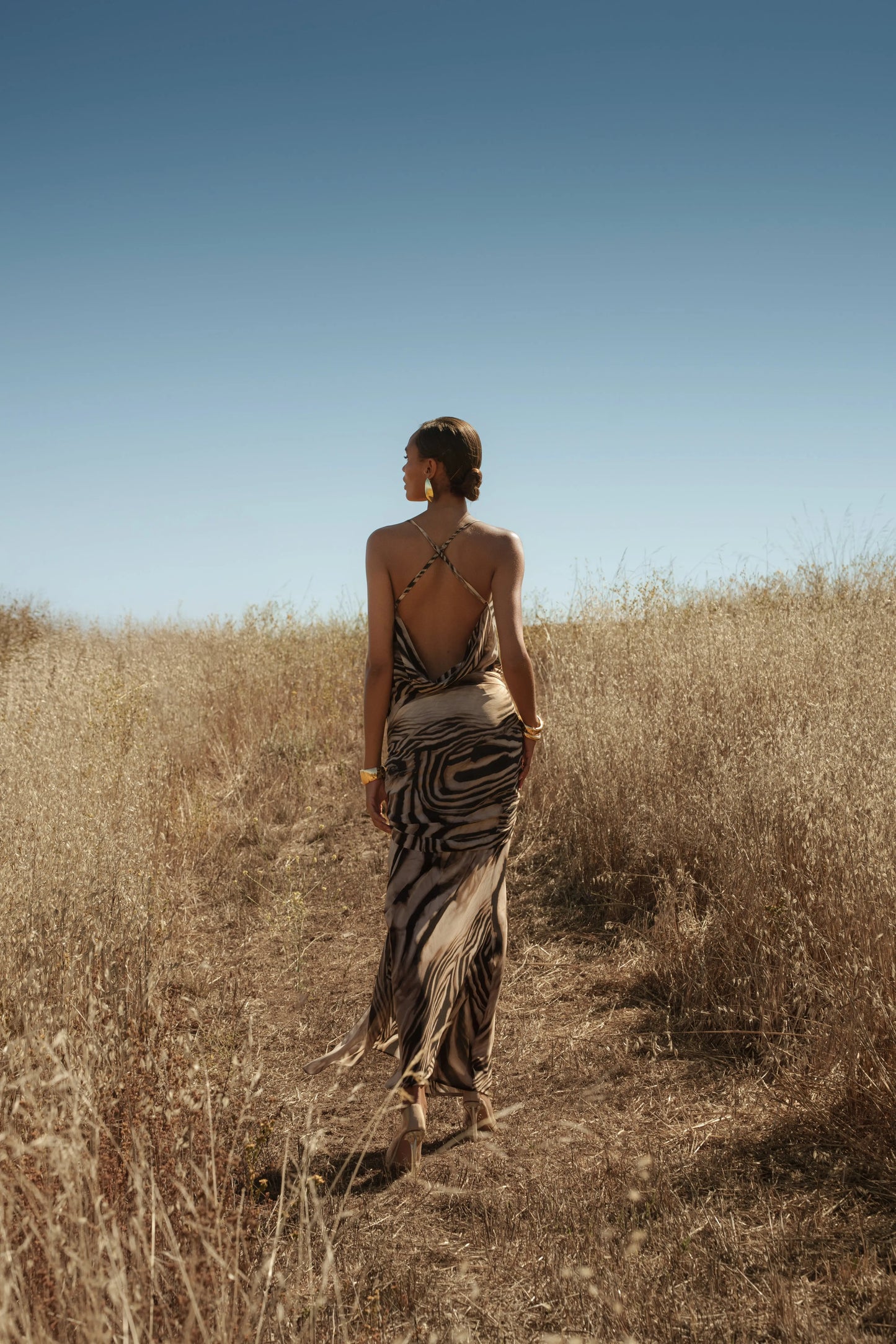 Brown Zebra Print Infinite Journey Maxi Dress JLUXLABEL