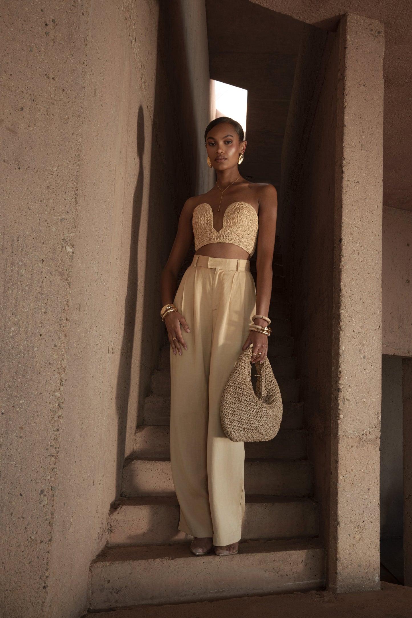 PRE-ORDER Beige Sail Away Texture Bustier JLUXLABEL