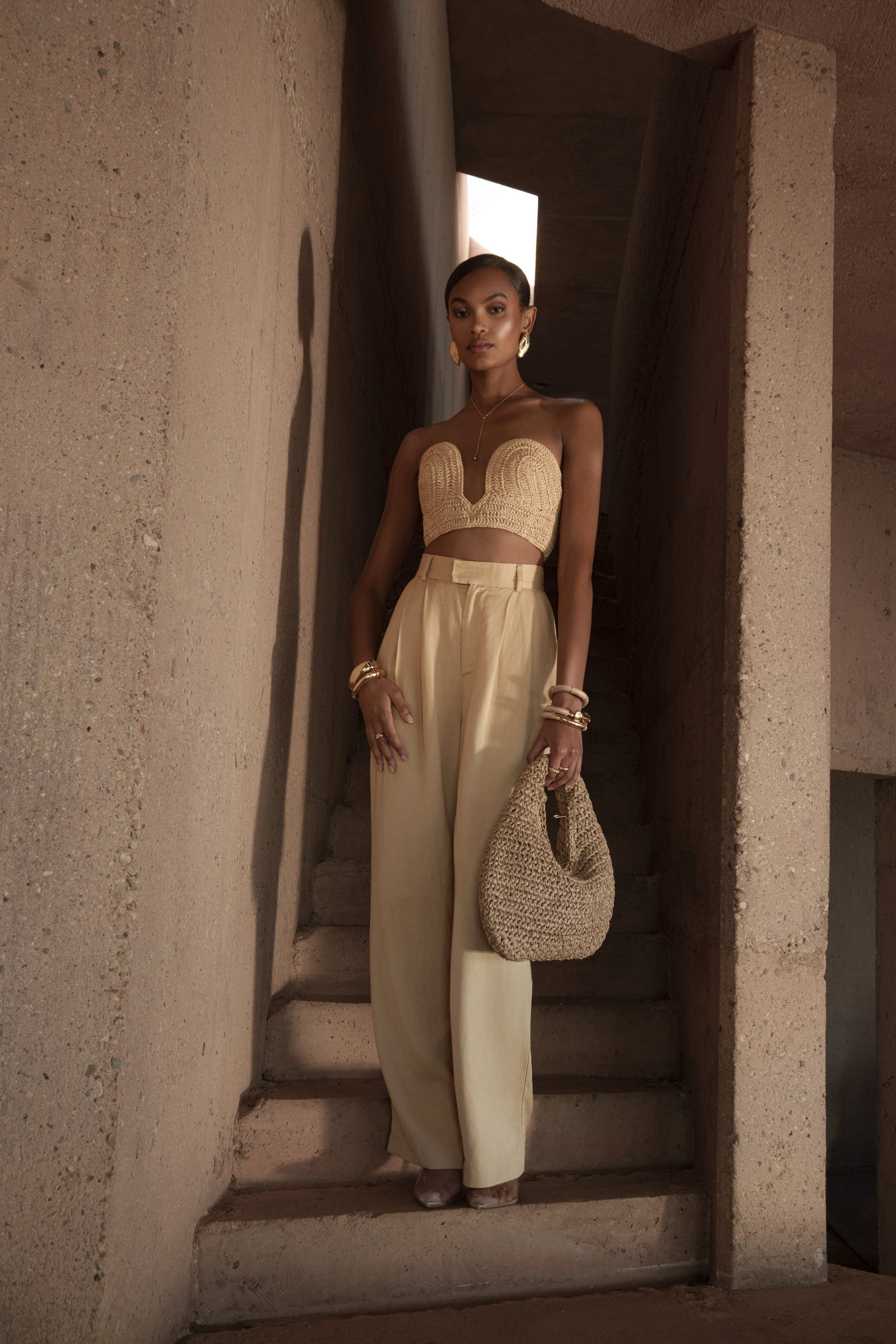 PRE-ORDER Beige Sail Away Texture Bustier JLUXLABEL