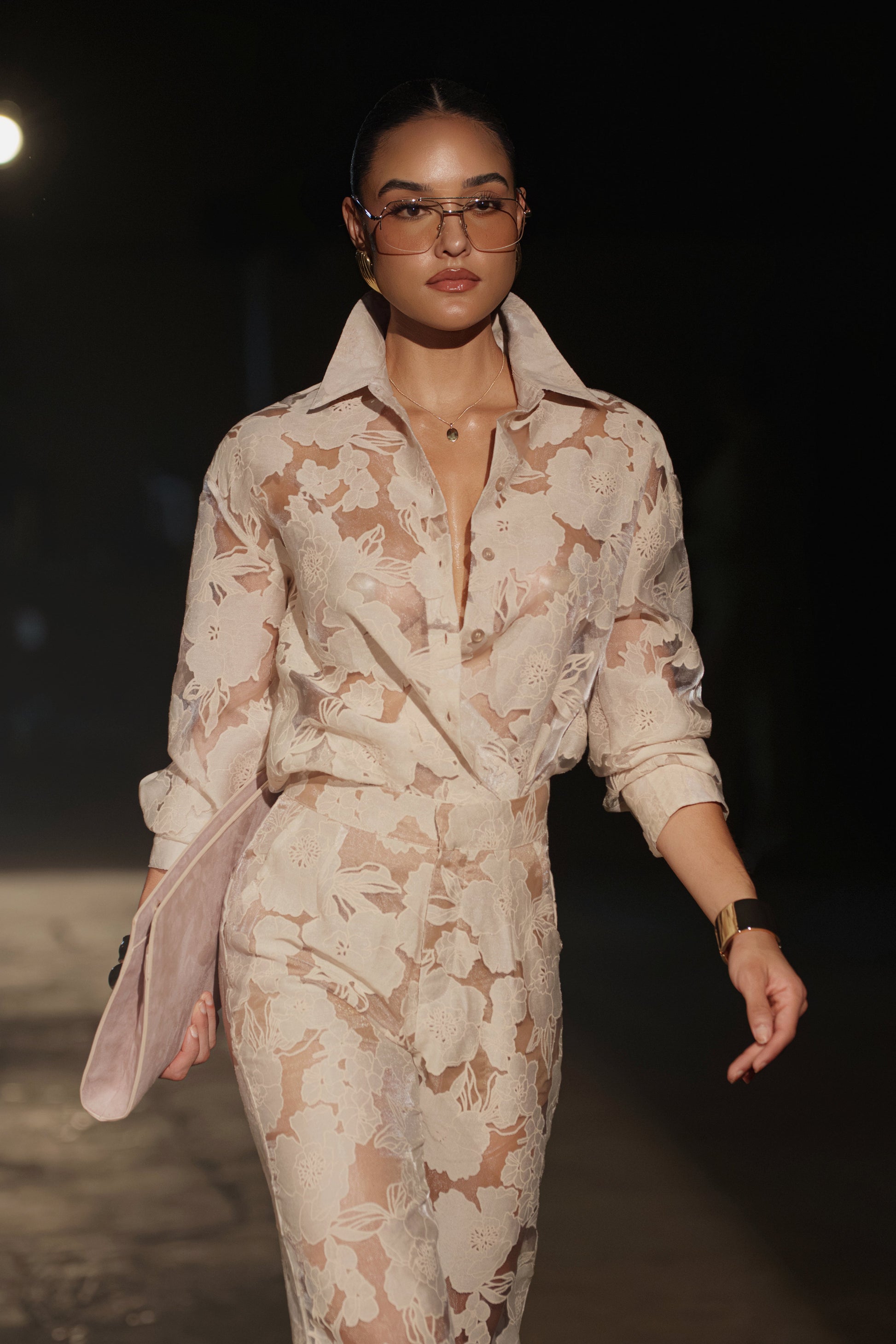 PRE-ORDER Beige Organza Floral Blouse JLUXLABEL