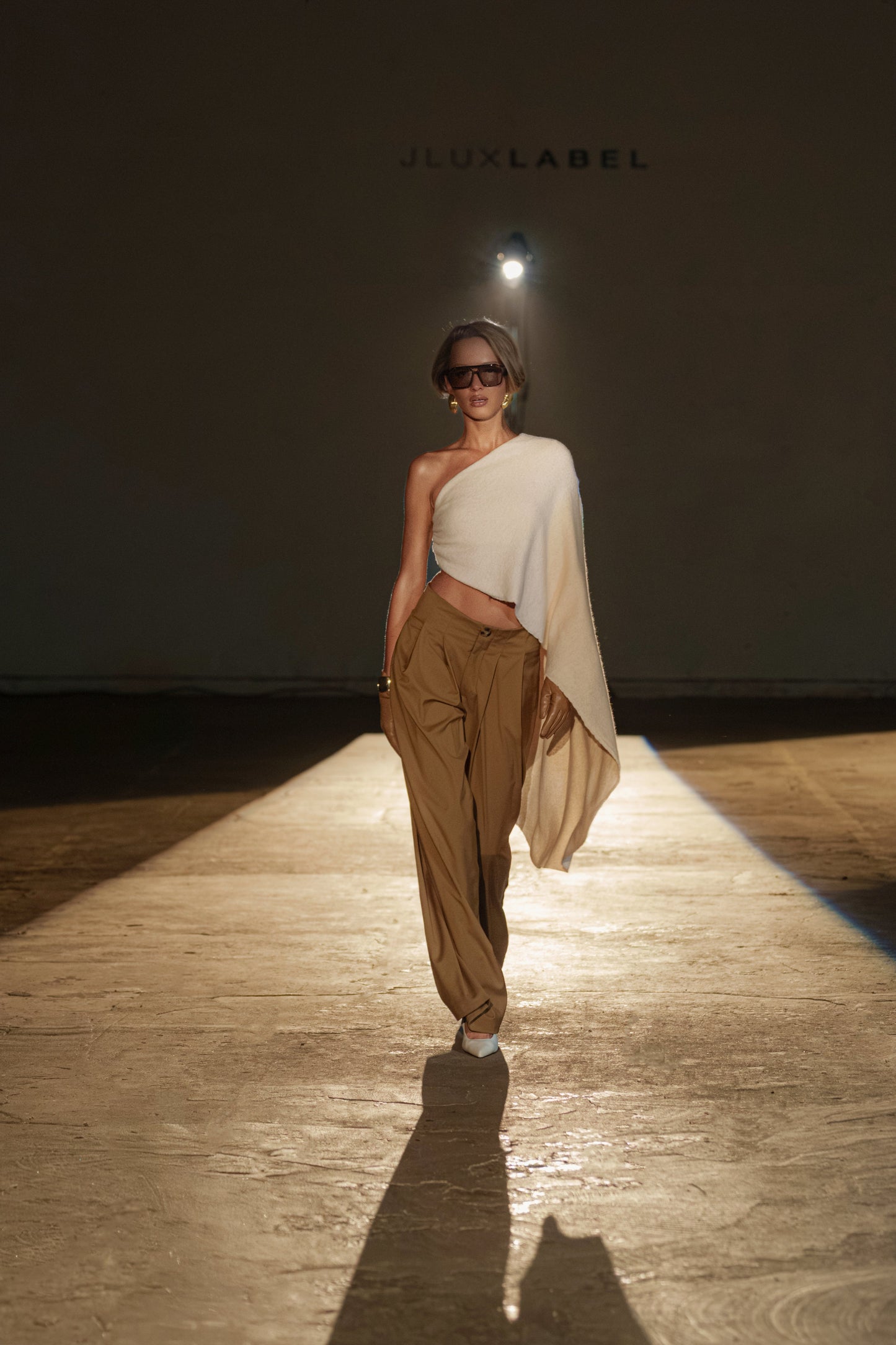 Tan Polished Pleat Trouser