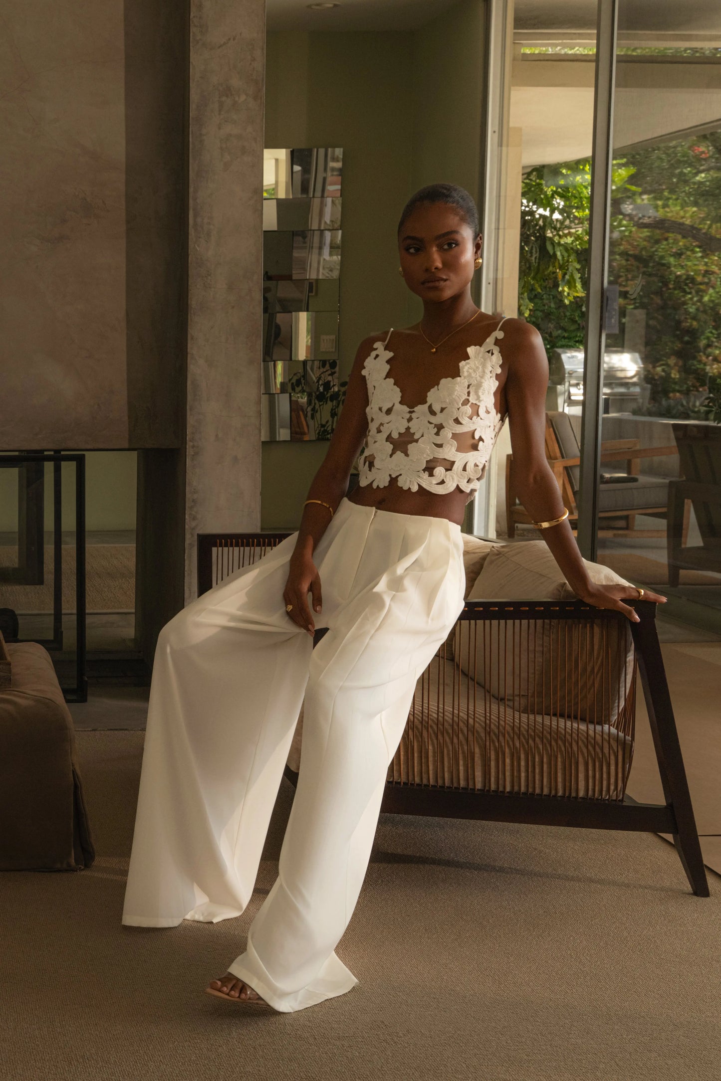 White Summer Ease Wide Leg Pants JLUXLABEL