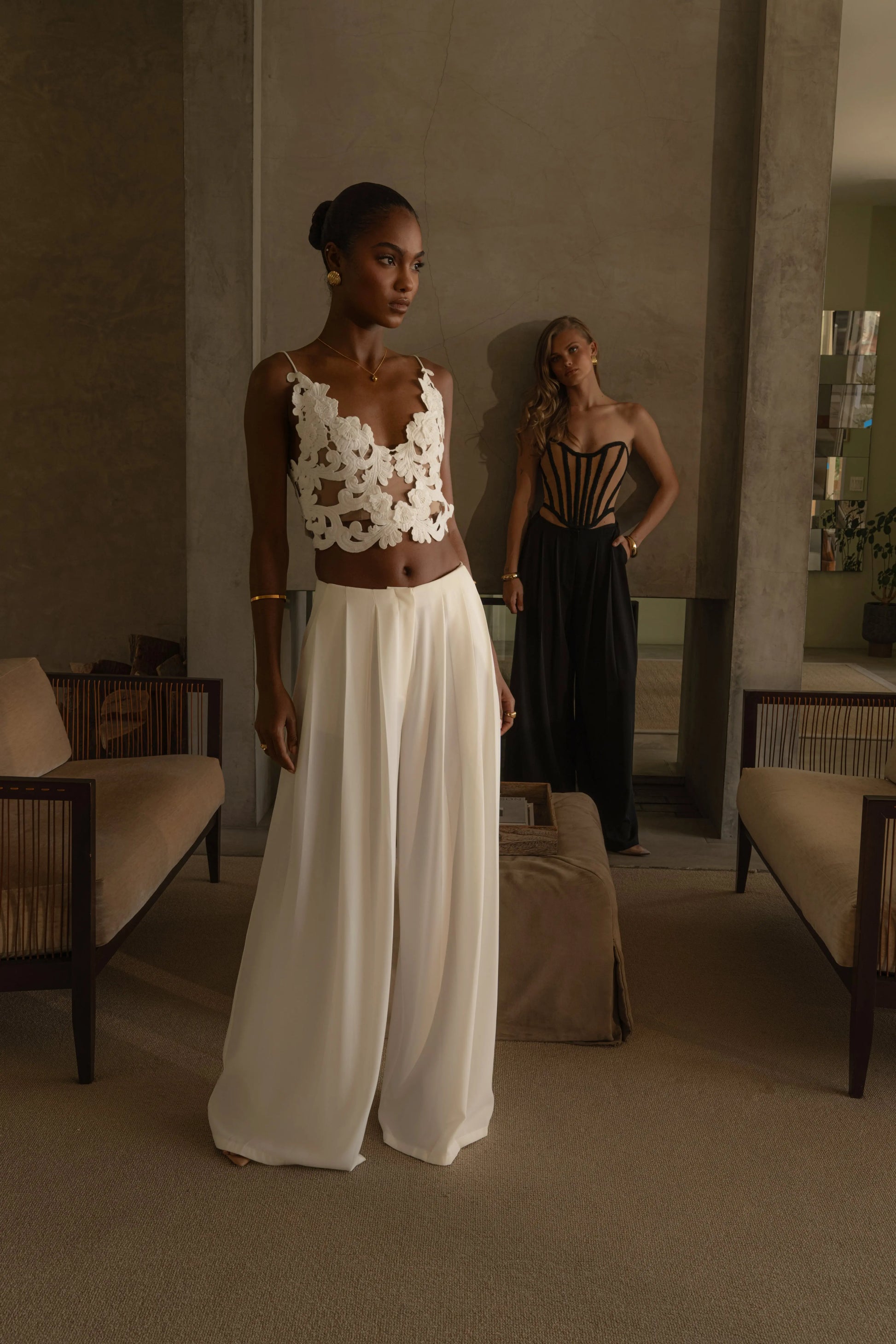 White Summer Ease Wide Leg Pants JLUXLABEL