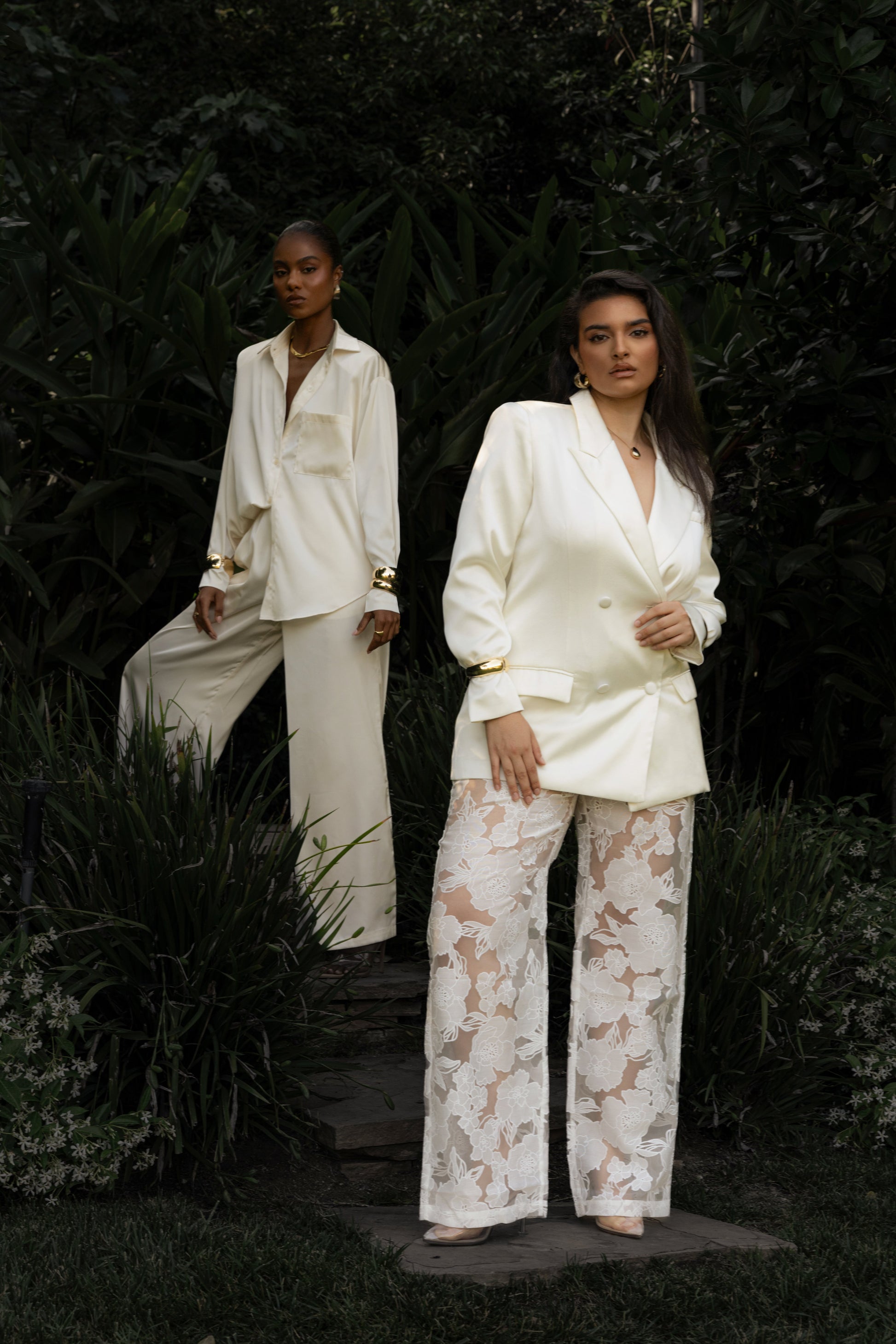Ivory Lara Oversize Satin Blazer JLUXLABEL