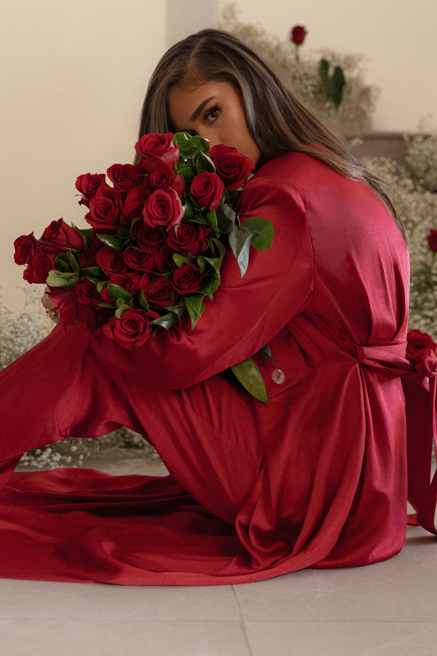 Burgundy Satin Embrace Maxi Dress JLUXLABEL