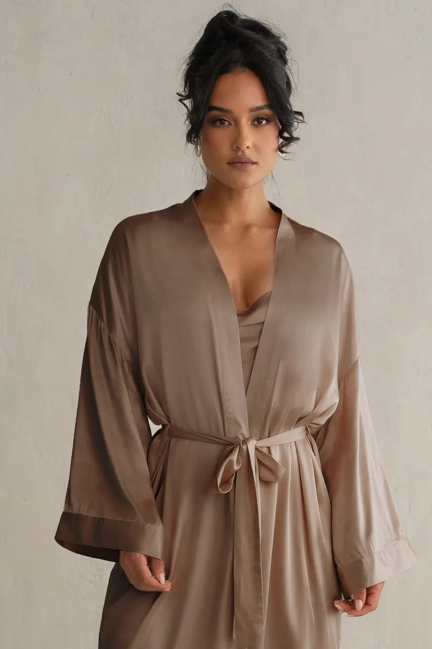 Bronze Forever And Always Satin Robe JLUXLABEL