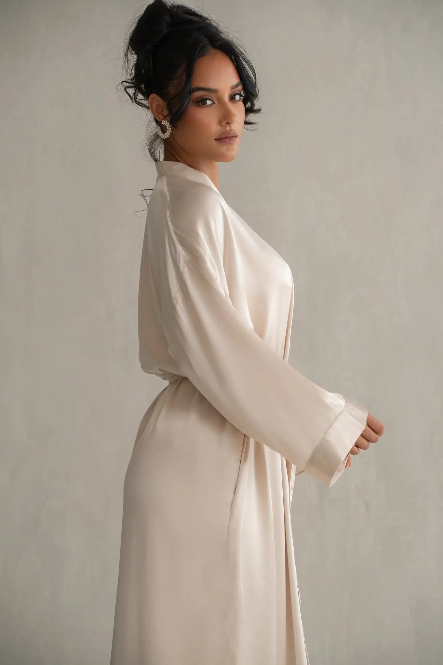 Champagne Forever And Always Satin Robe JLUXLABEL