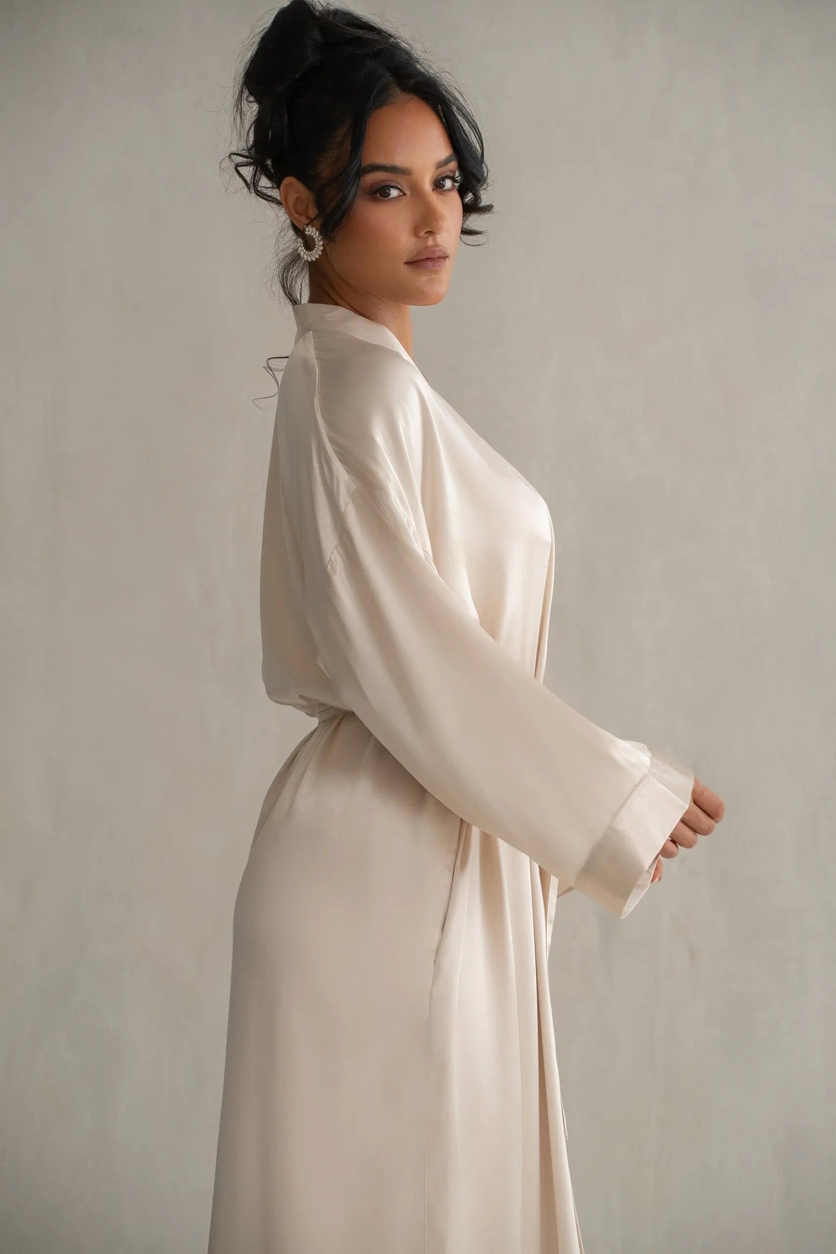 Champagne Forever And Always Satin Robe JLUXLABEL