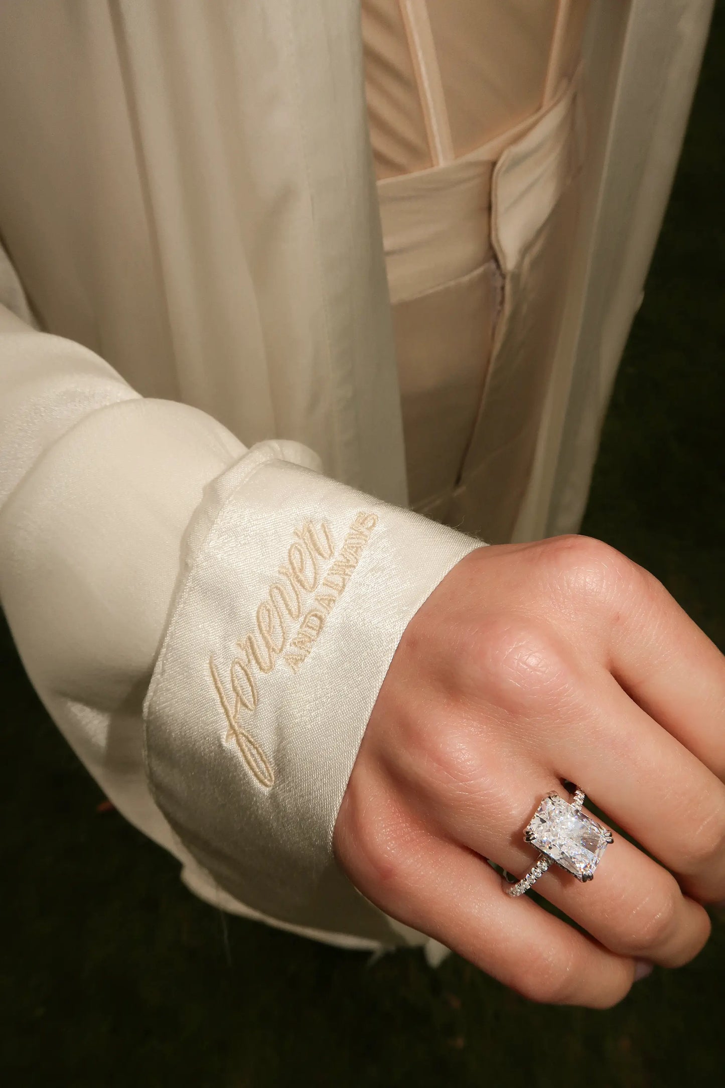 Champagne Forever And Always Satin Robe JLUXLABEL